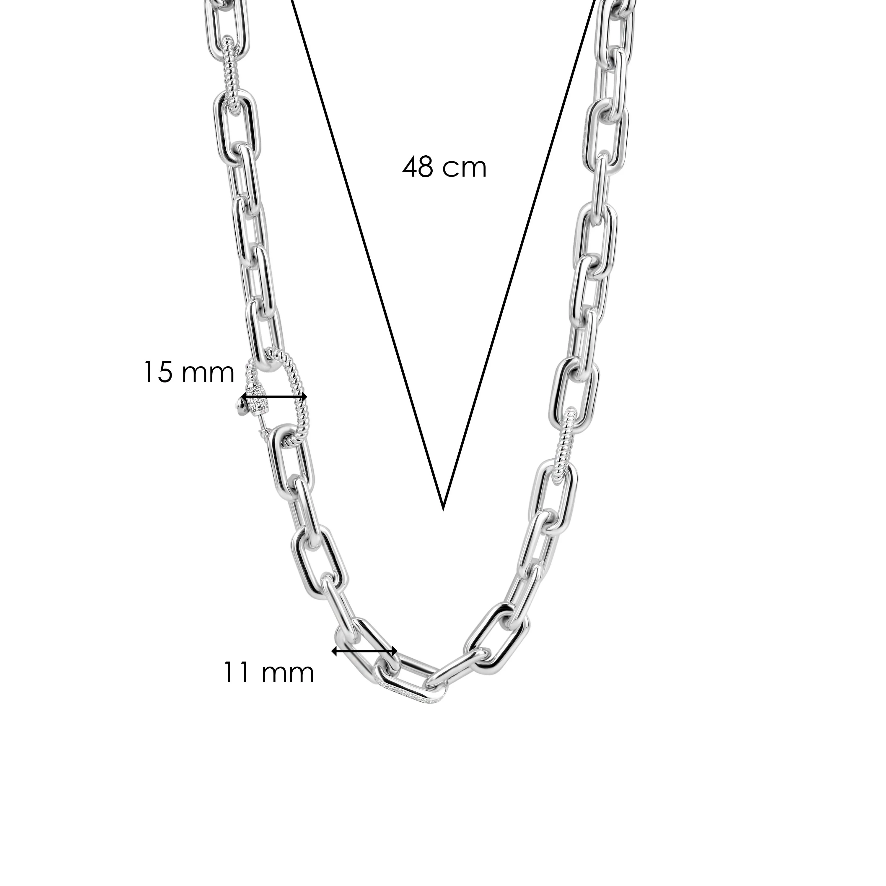 Ti Sento Cubic Zirconia Oval Linked Necklace 3957ZI - Image 5