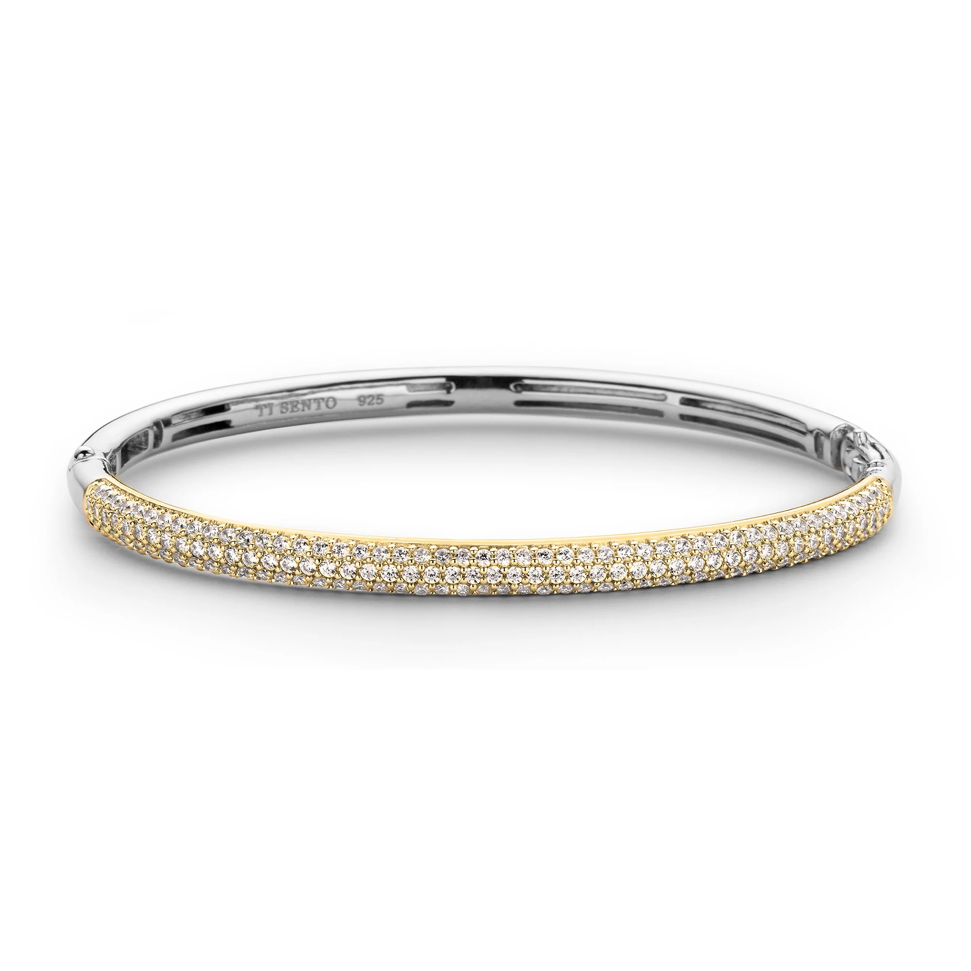 Ti Sento Cubic Zirconia Pave Yellow Gold Plated Bangle 2874ZY