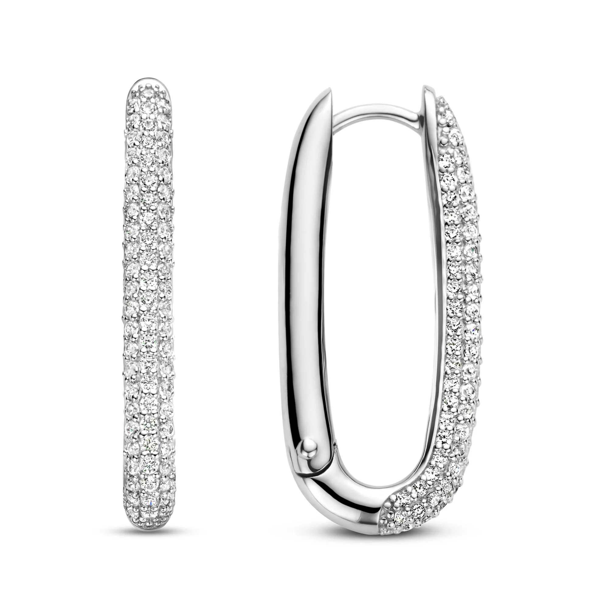 Ti Sento Cubic Zirconia Set Elongated Oval Hoop Earrings 7902ZI - Image 3