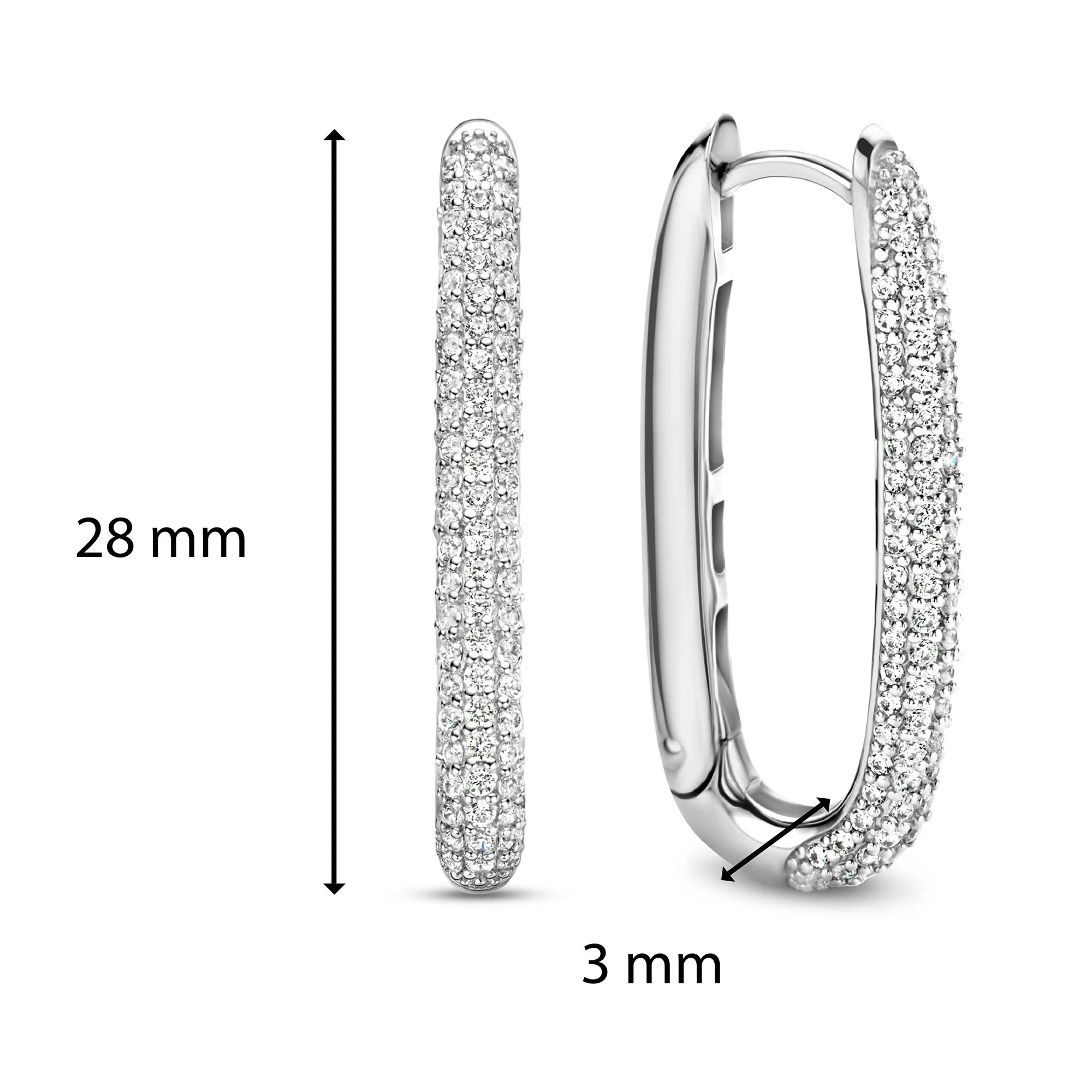 Ti Sento Cubic Zirconia Set Elongated Oval Hoop Earrings 7902ZI - Image 4