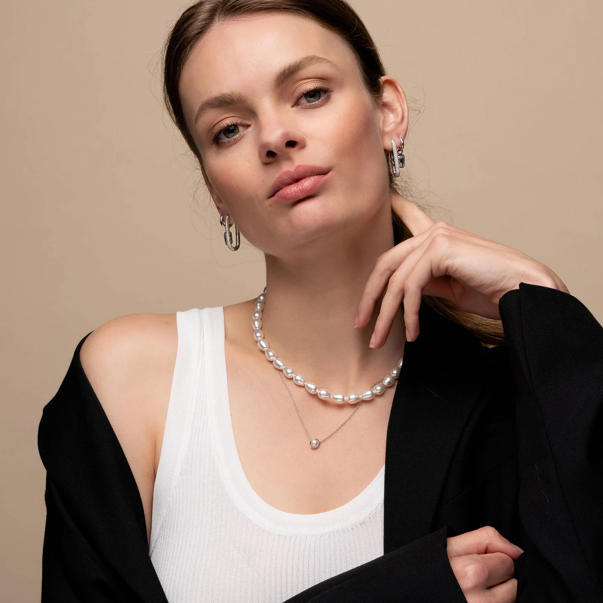 Ti Sento Cubic Zirconia Set Elongated Oval Hoop Earrings 7902ZI - Image 5