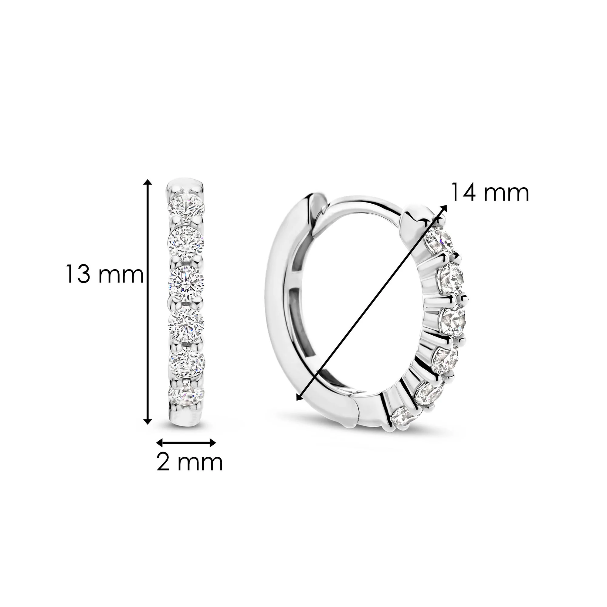 Ti Sento Cubic Zirconia Small 14mm Huggy Hoop Earrings 7957ZI - Image 4
