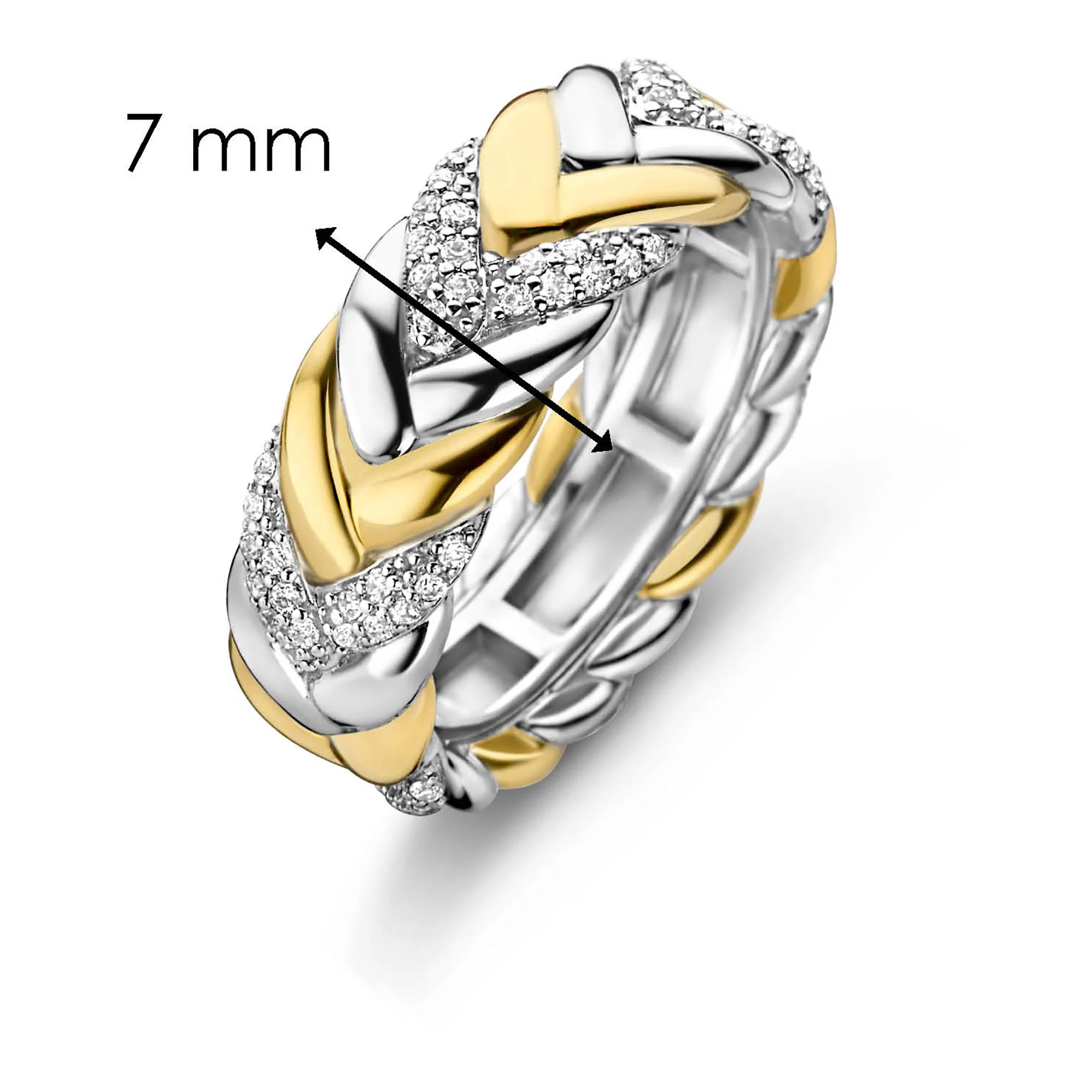 Ti Sento Cubic Zirconia Yellow Gold Plated Braided Ring 12264ZY (56) - Image 3