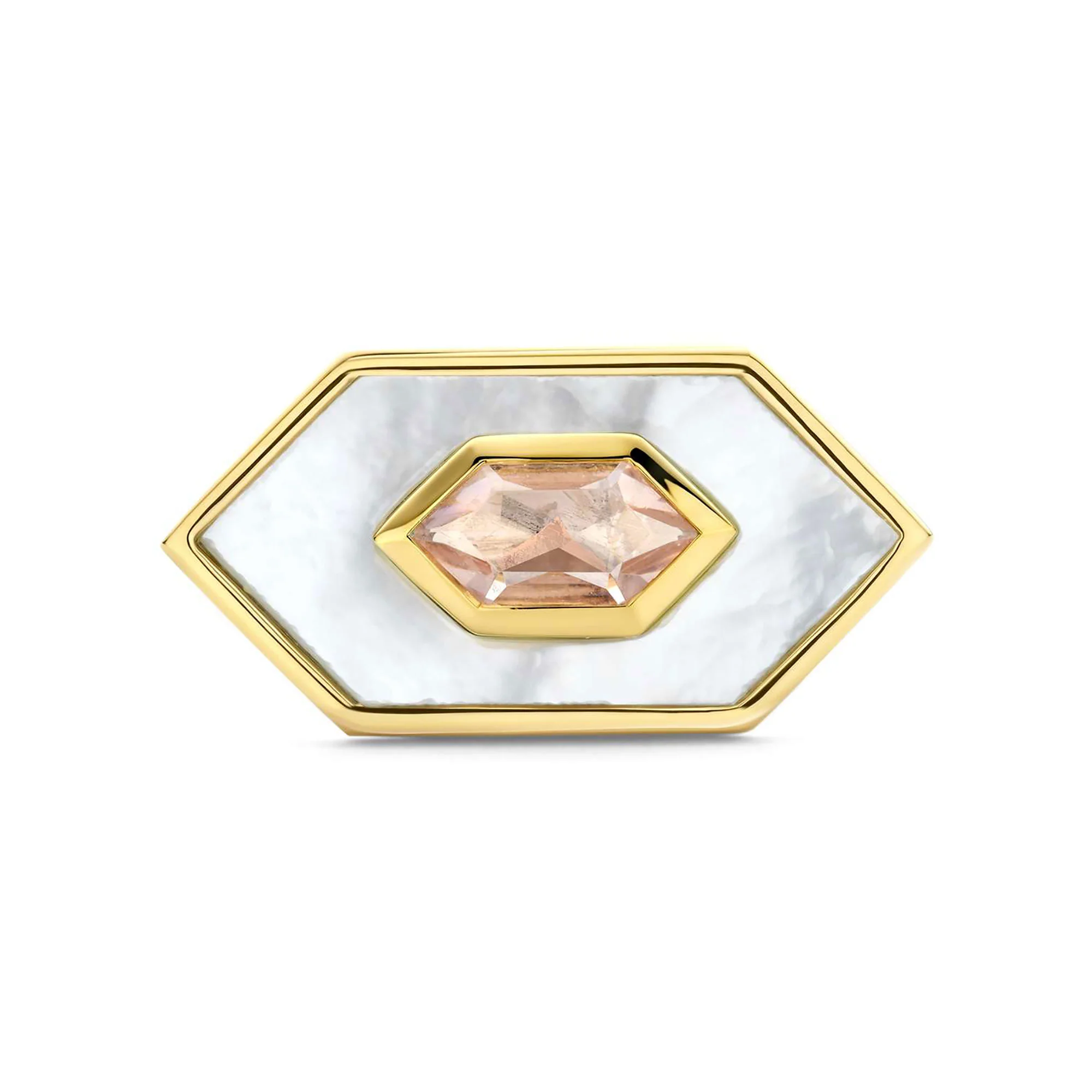 Ti Sento Nude And Mother Of Pearl White Hexagonal Ring 12309MW (56) - Image 3