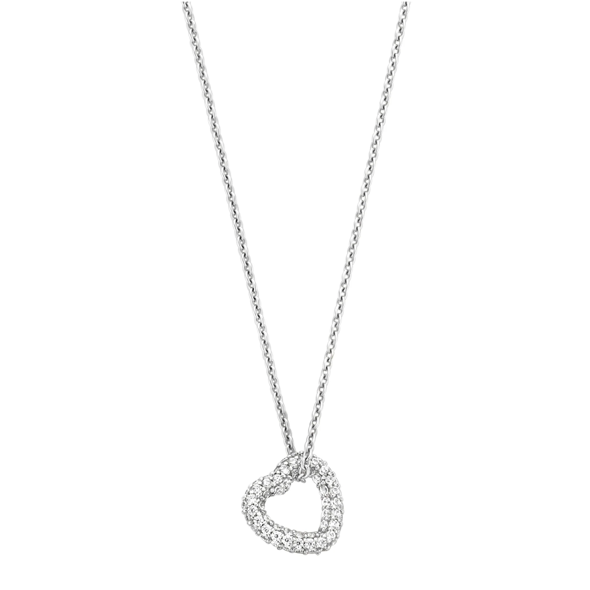 Ti Sento Pavé Cubic Zirconia Heart Necklace 34022ZI