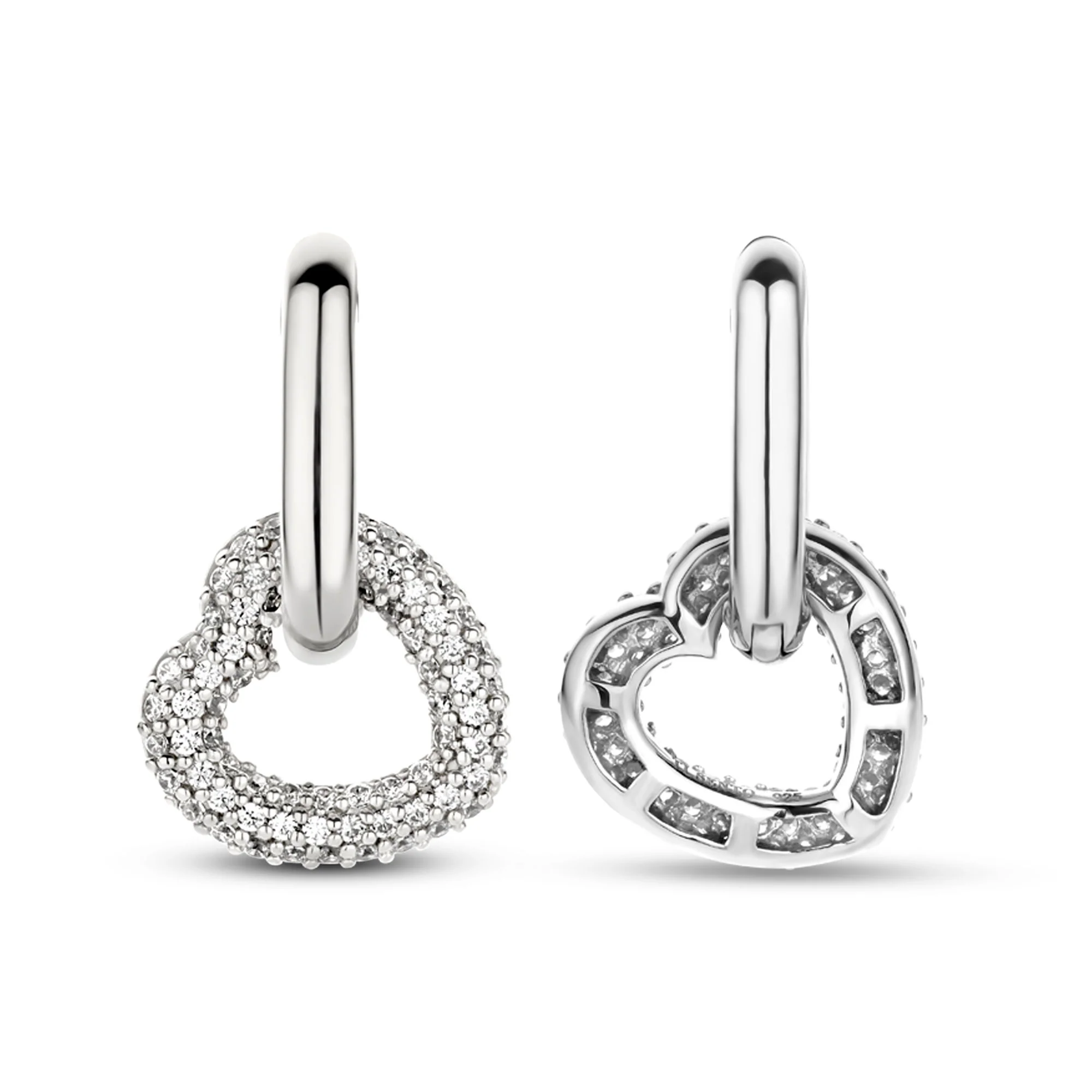 Ti Sento Pavé Cubic Zirconia Heart Oval Link Drop Earrings 7918ZI - Image 3