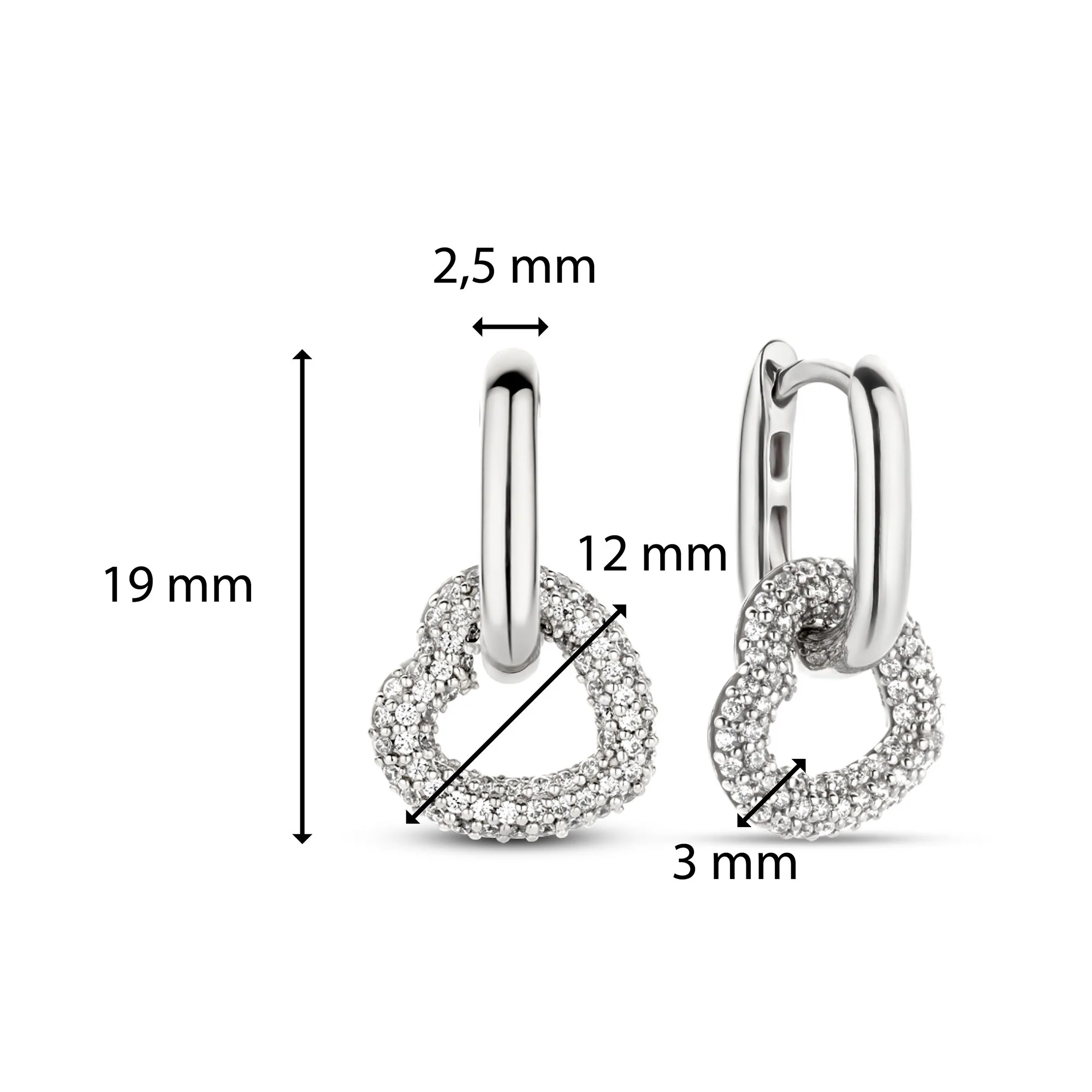 Ti Sento Pavé Cubic Zirconia Heart Oval Link Drop Earrings 7918ZI - Image 4