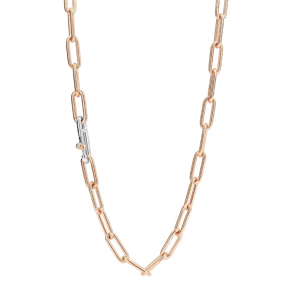 Ti Sento Rose Gold Plated Oval Link Necklace 3947SR