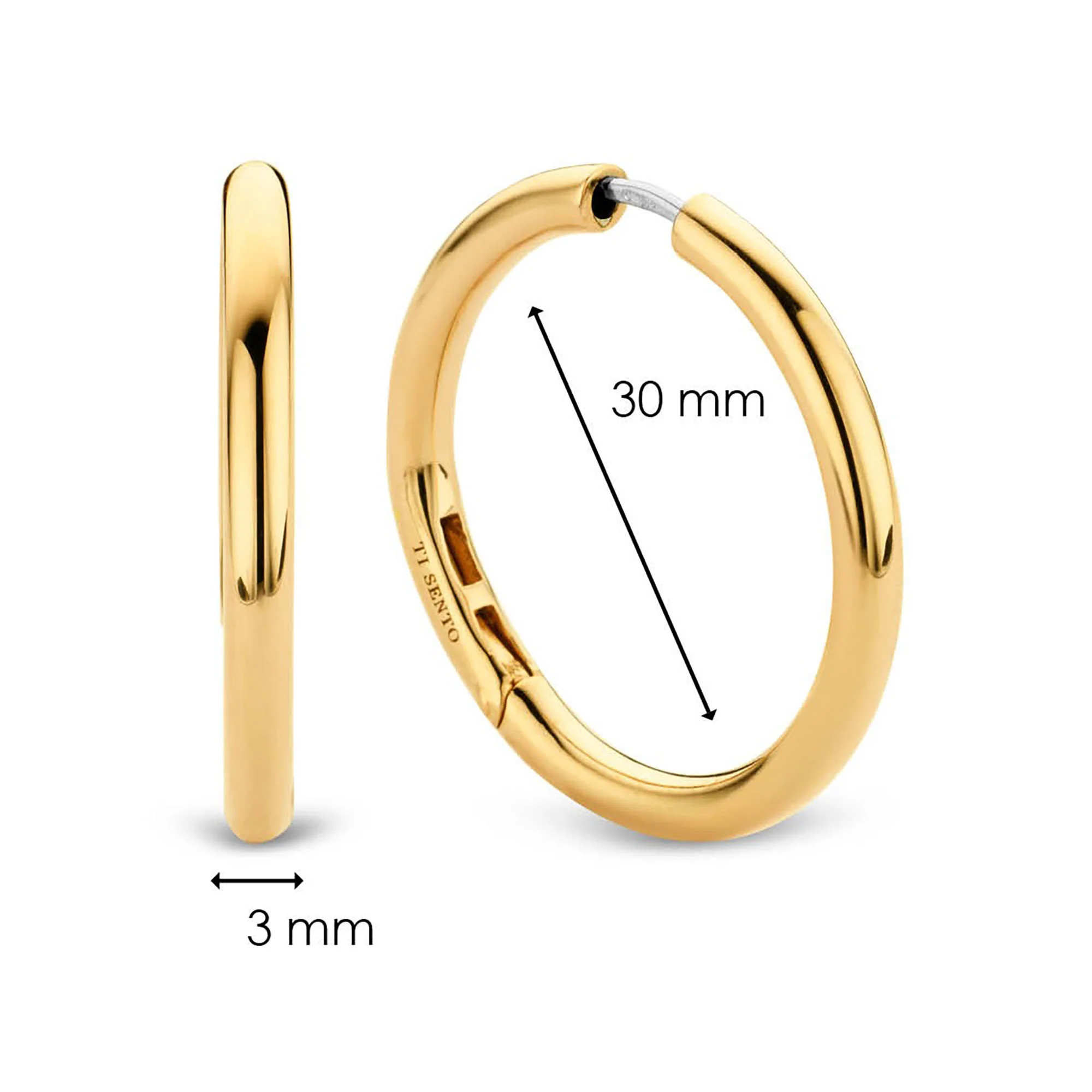 Ti Sento Yellow Gold Plated Hoop Earrings 7782SY - Image 4