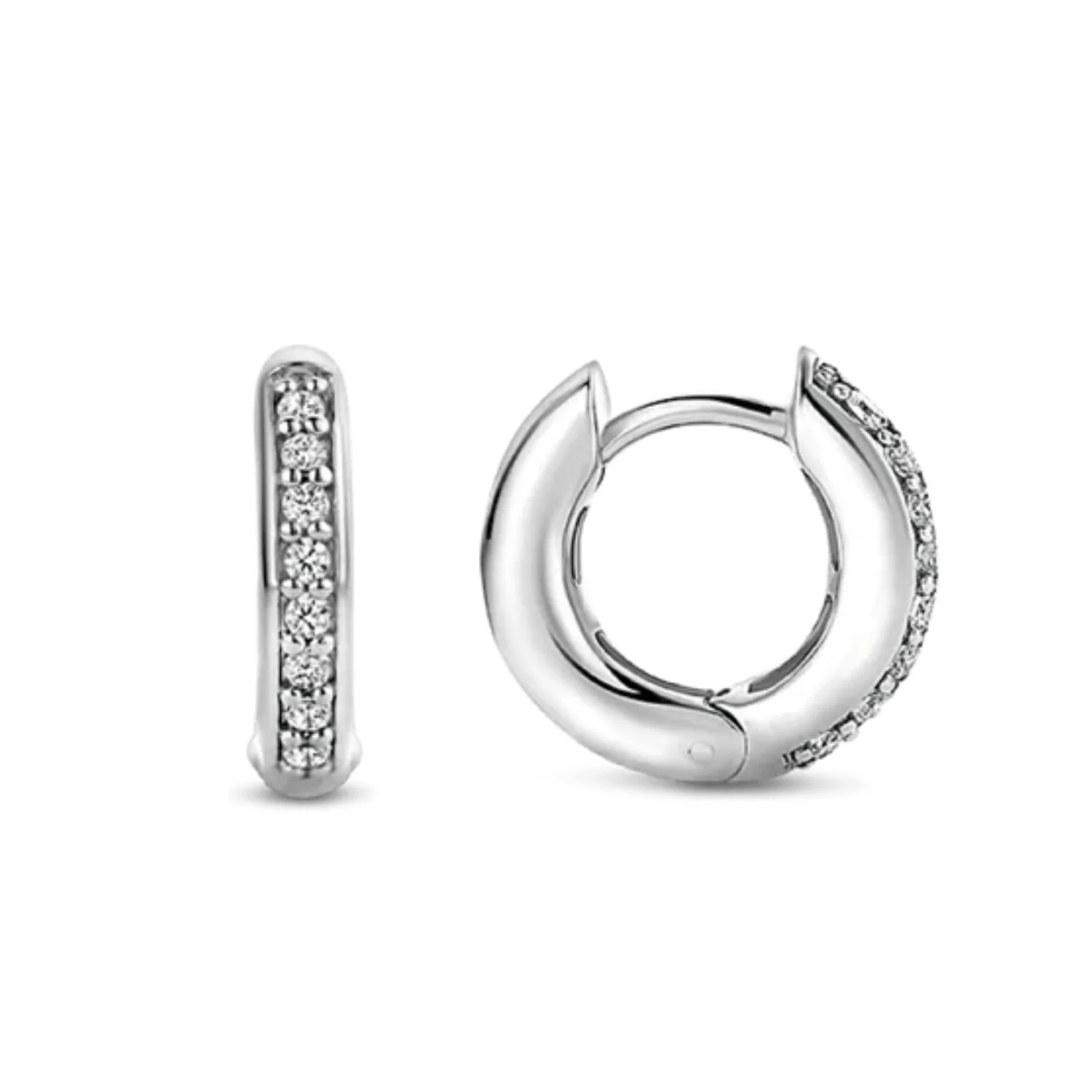 Ti Sento Silver Cubic Zirconia Huggy Earrings 7811ZI - Image 3