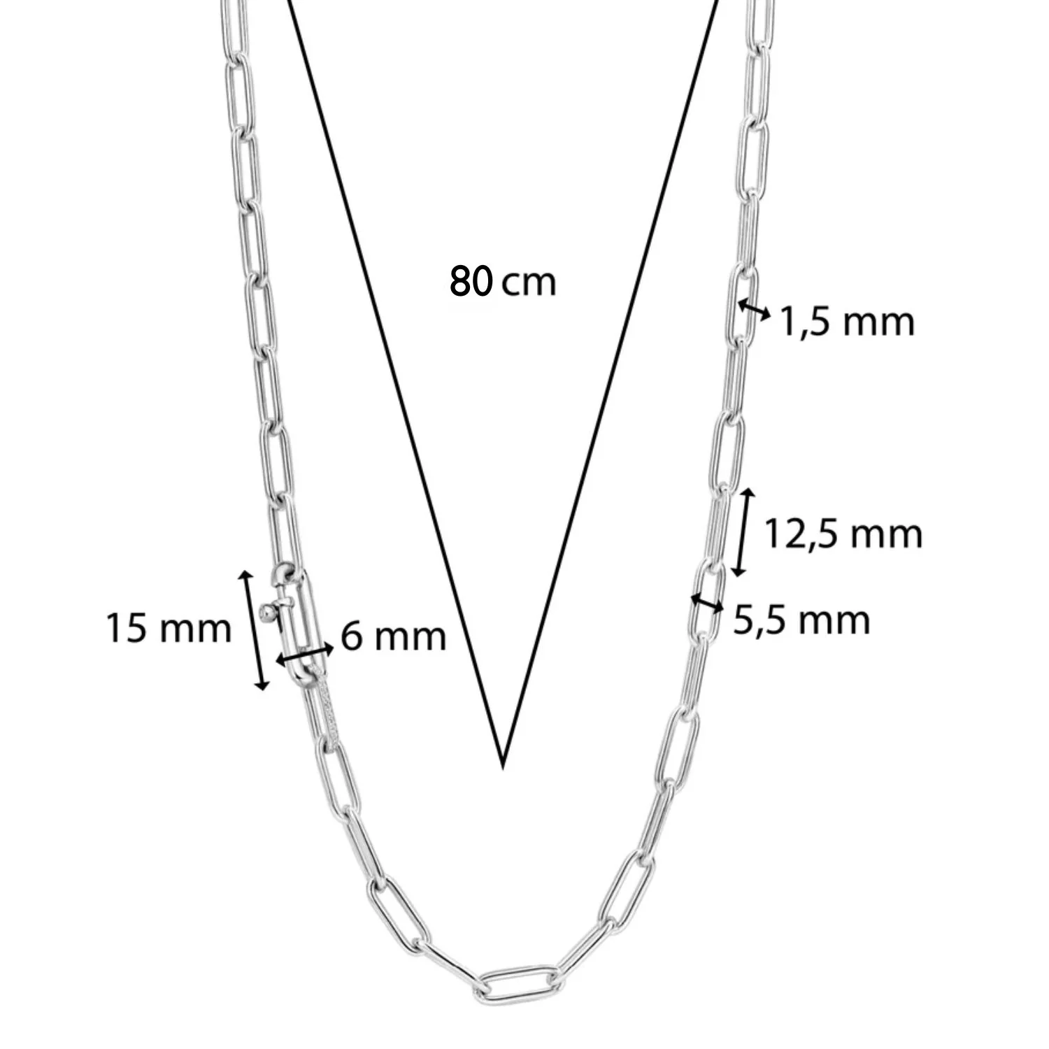 Ti Sento Silver Oval Link Chain 3947ZI/80 - Image 3