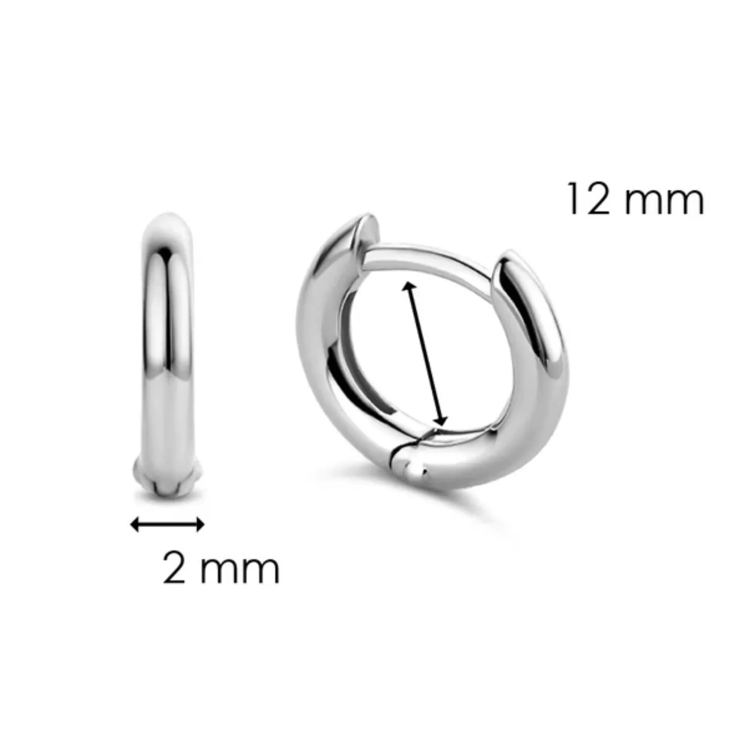 Ti Sento Silver Plain Huggy 12mm Hoop Earrings 7811SI - Image 5