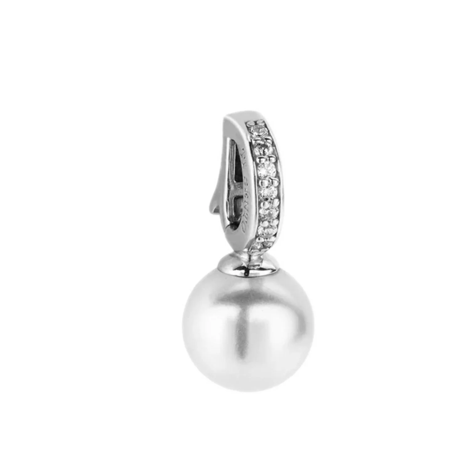 Ti Sento Simulated Pearl and Cubic Zirconia Silver Drop Pendant 6760PW - Image 2