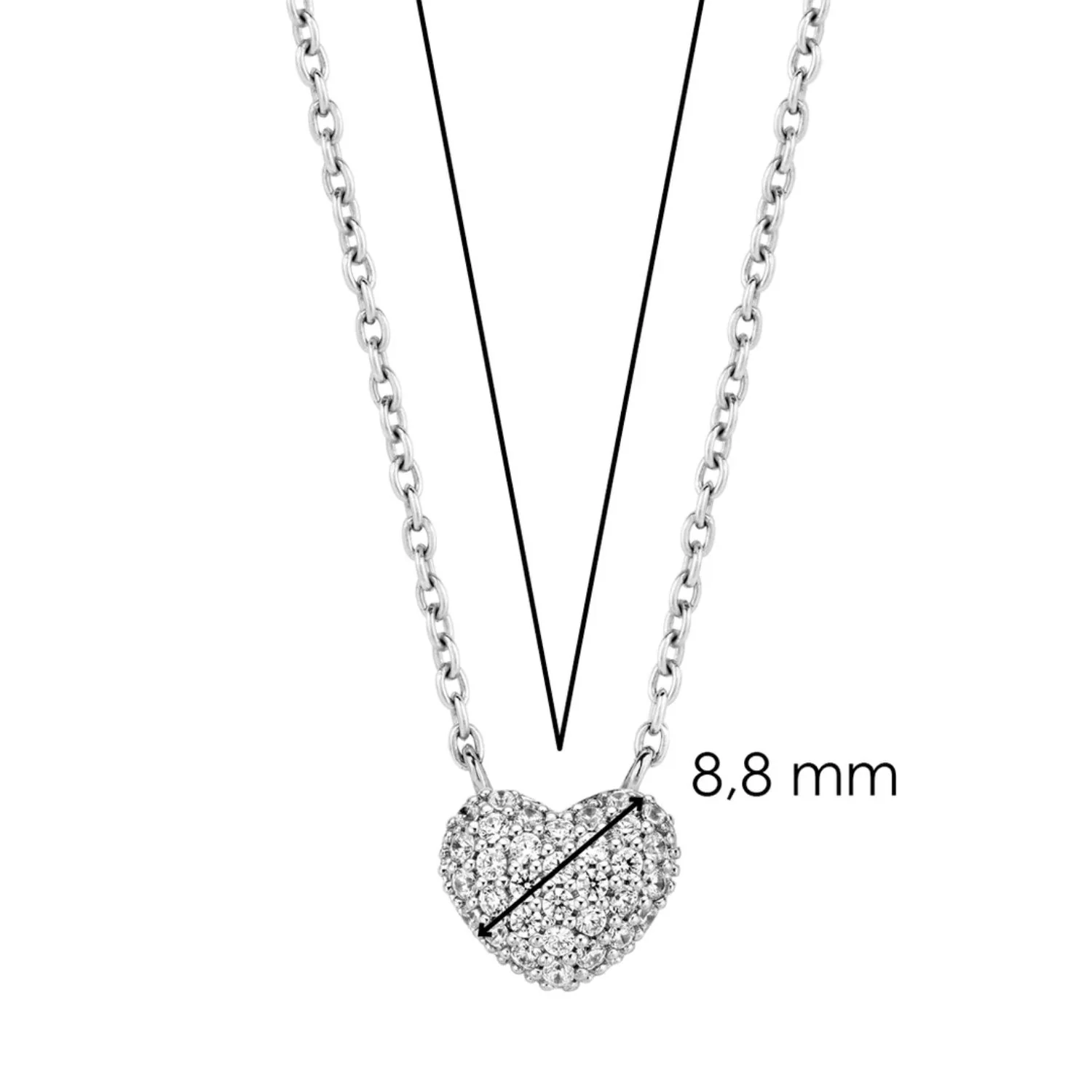 Ti Sento Small Silver CZ Heart Pendant 3899ZI - Image 4