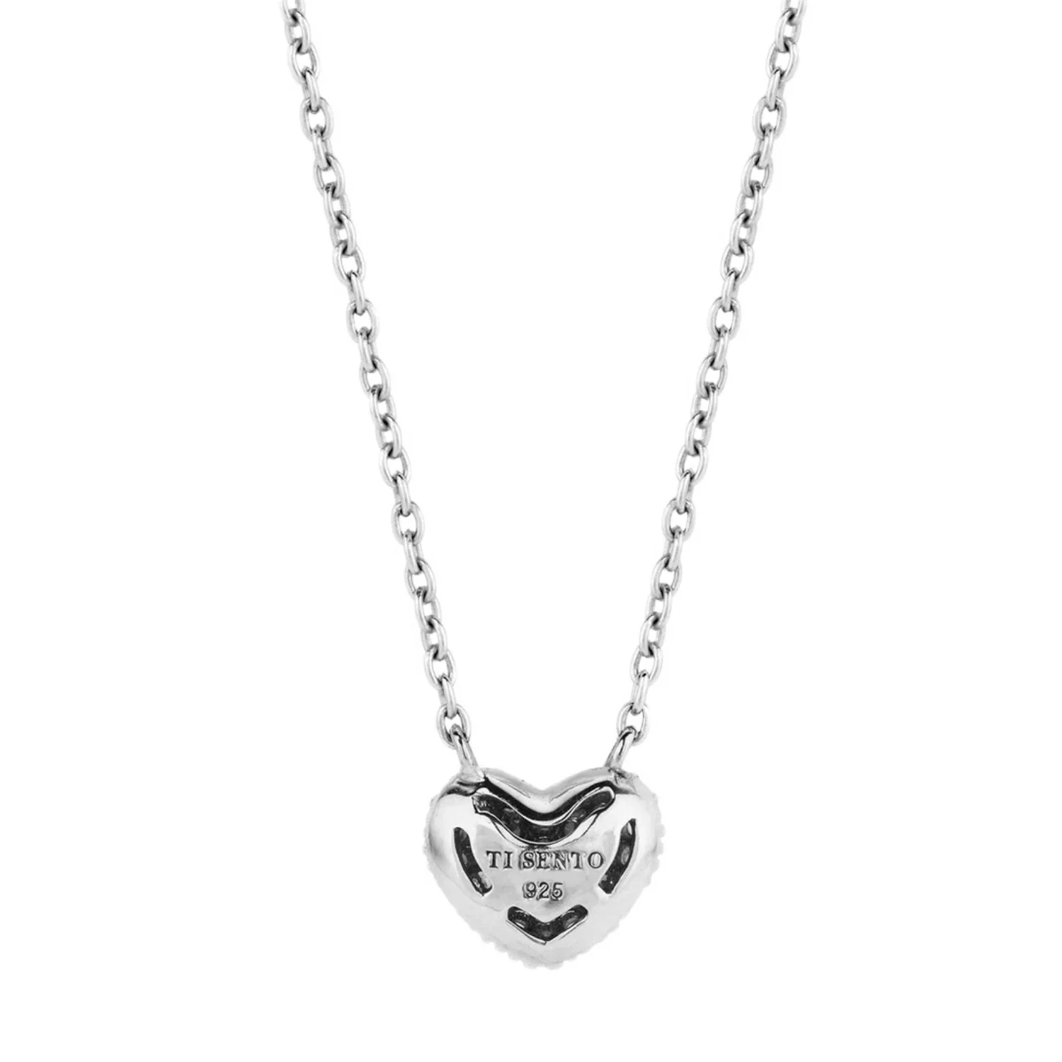 Ti Sento Small Silver CZ Heart Pendant 3899ZI - Image 5