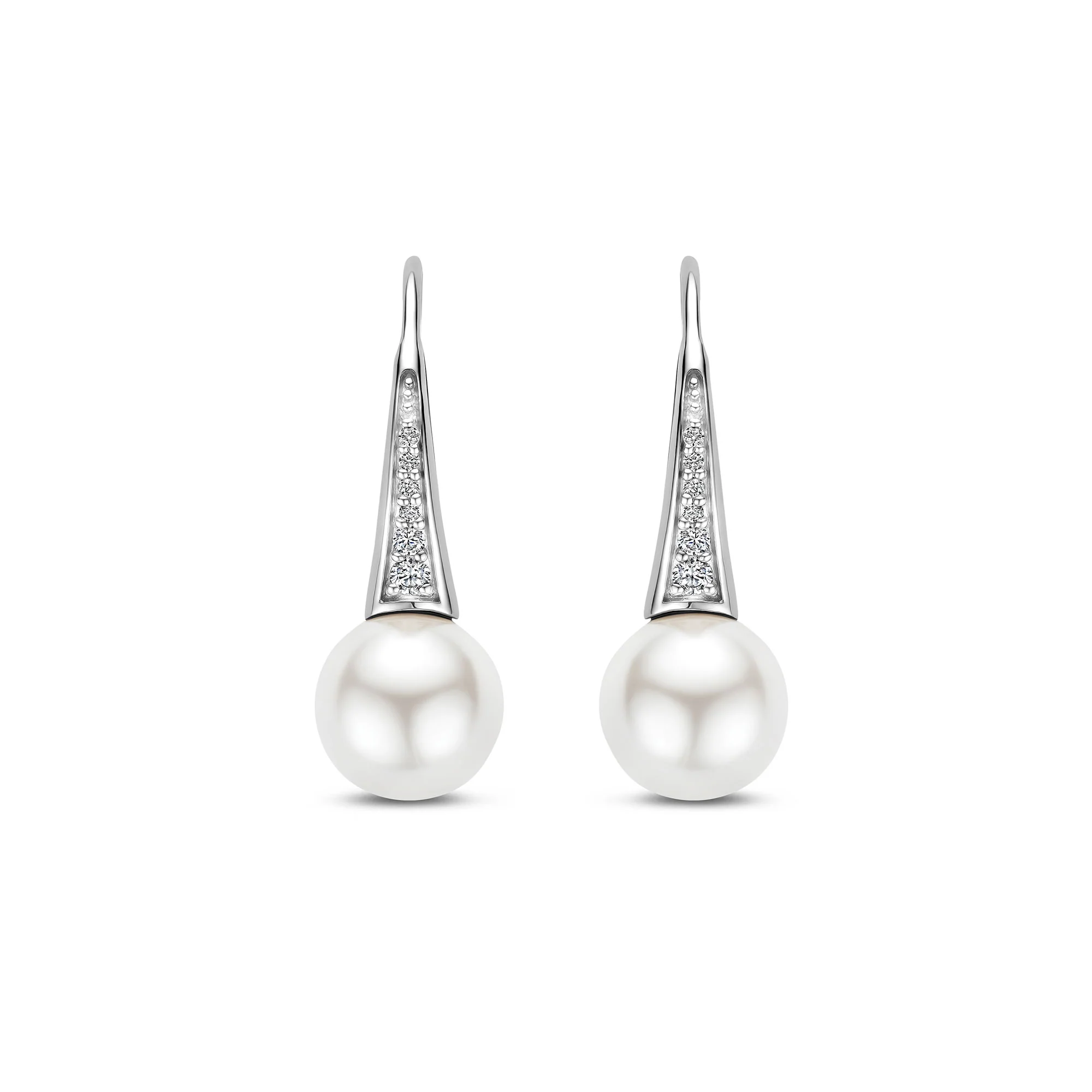 Ti Sento Synthetic Pearl and Cubic Zirconia Drop Earrings 78061PW - Image 2