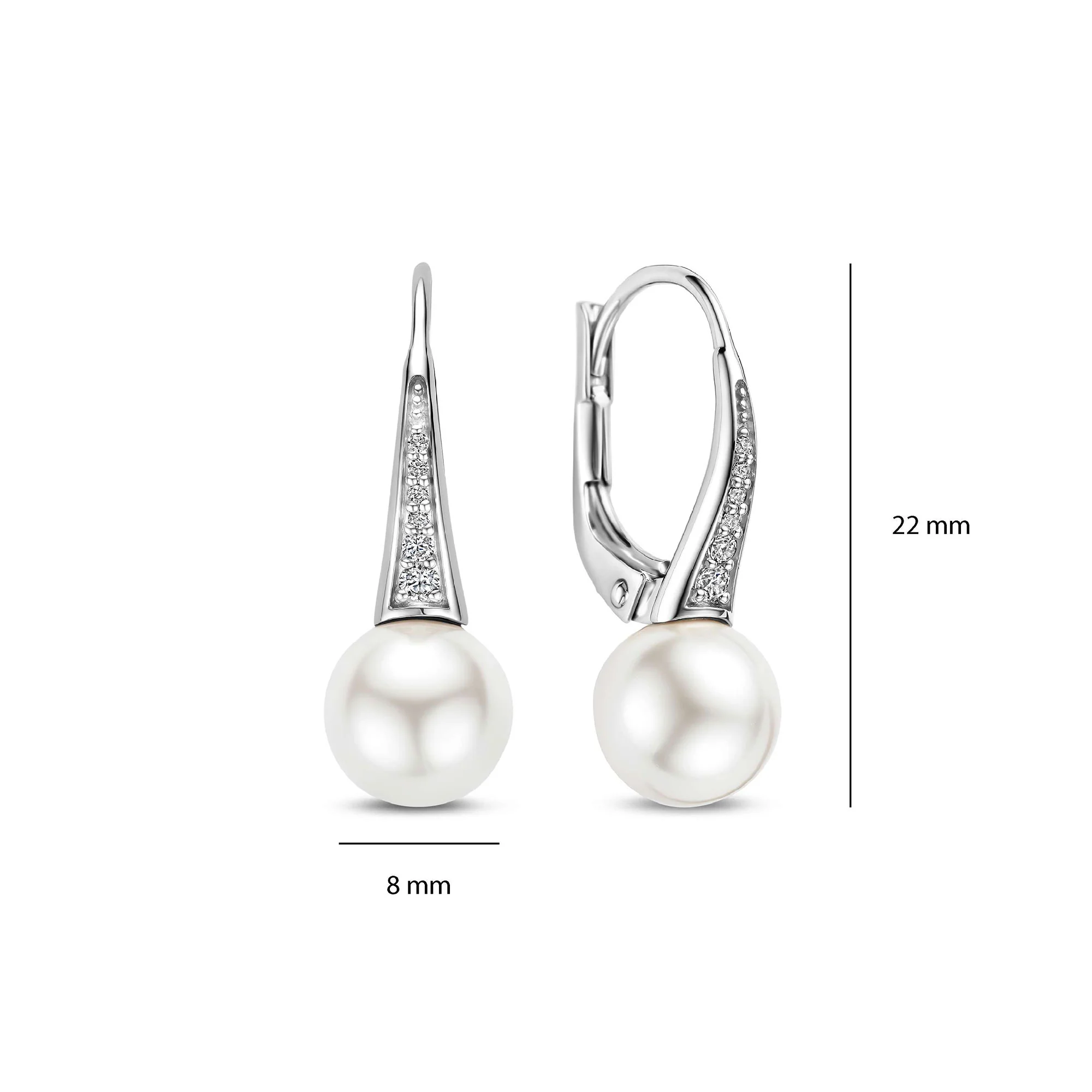 Ti Sento Synthetic Pearl and Cubic Zirconia Drop Earrings 78061PW - Image 3