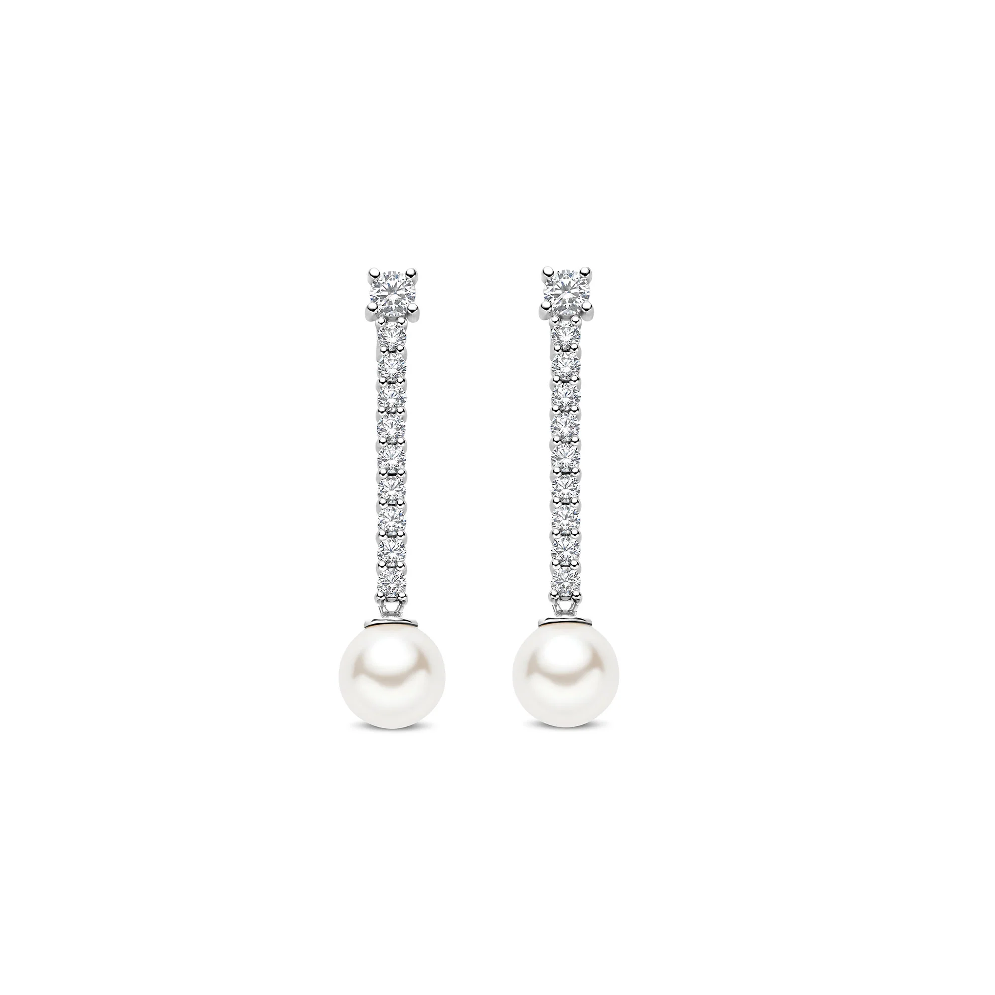 Ti Sento Synthetic Pearl and Cubic Zirconia Drop Earrings 78070PW - Image 2
