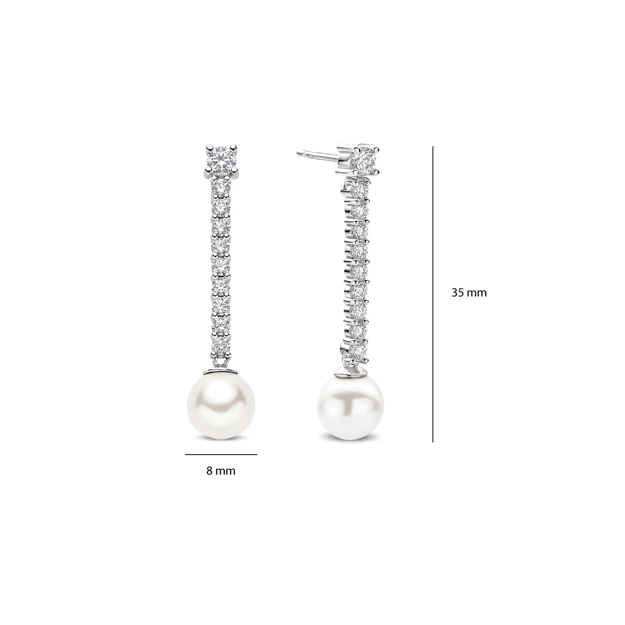 Ti Sento Synthetic Pearl and Cubic Zirconia Drop Earrings 78070PW - Image 3