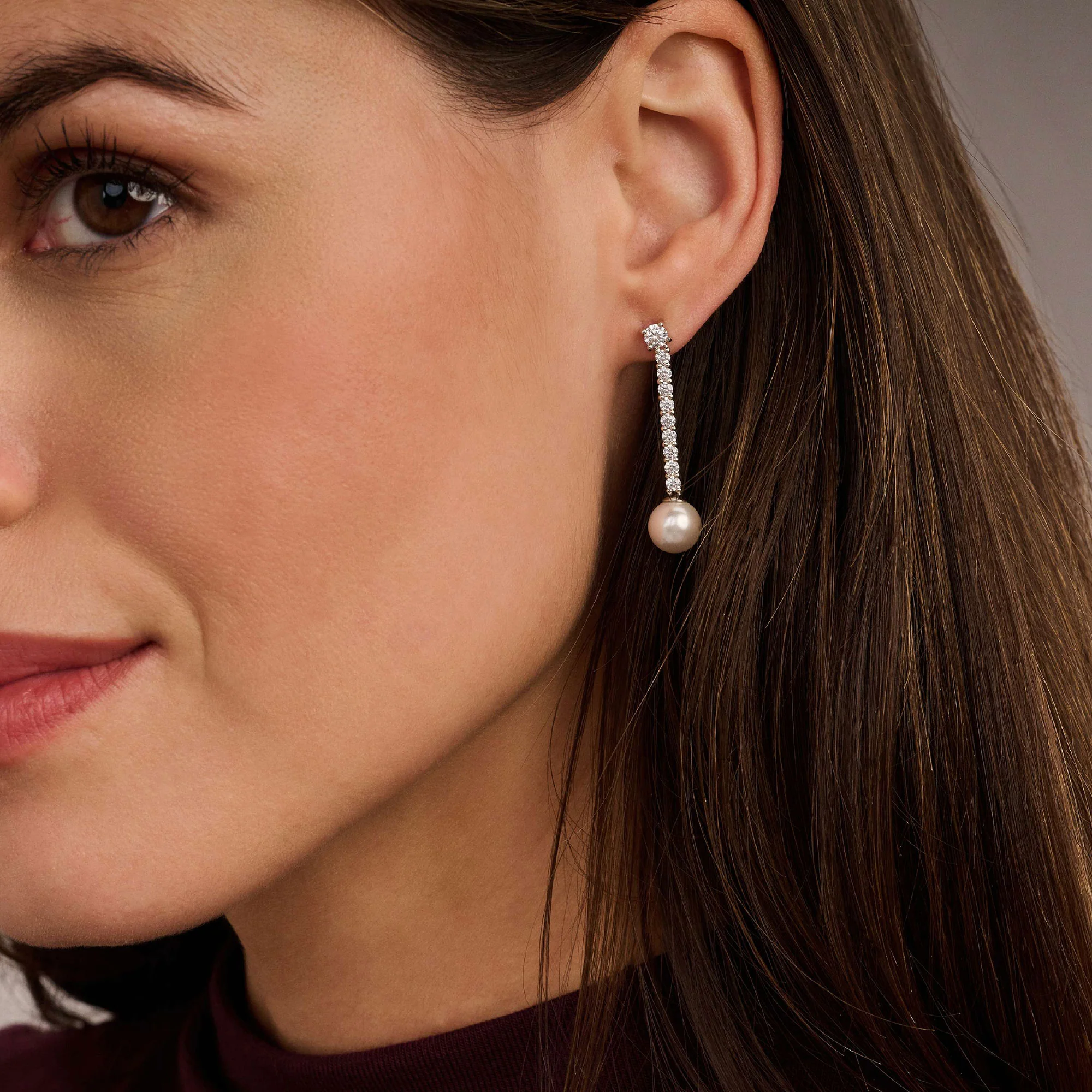 Ti Sento Synthetic Pearl and Cubic Zirconia Drop Earrings 78070PW - Image 4