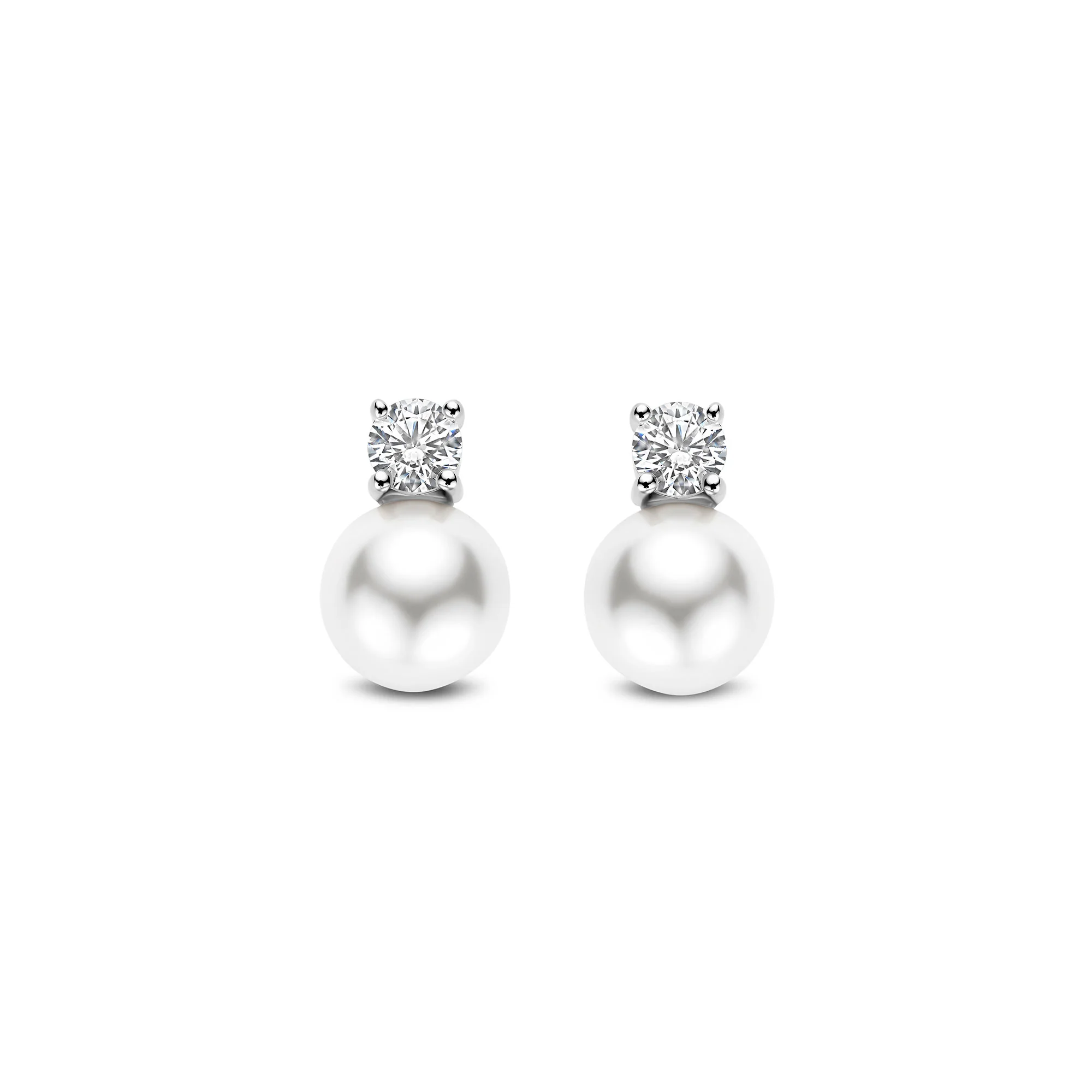 Ti Sento Synthetic Pearl and Cubic Zirconia Stud Earrings 78060PW - Image 2