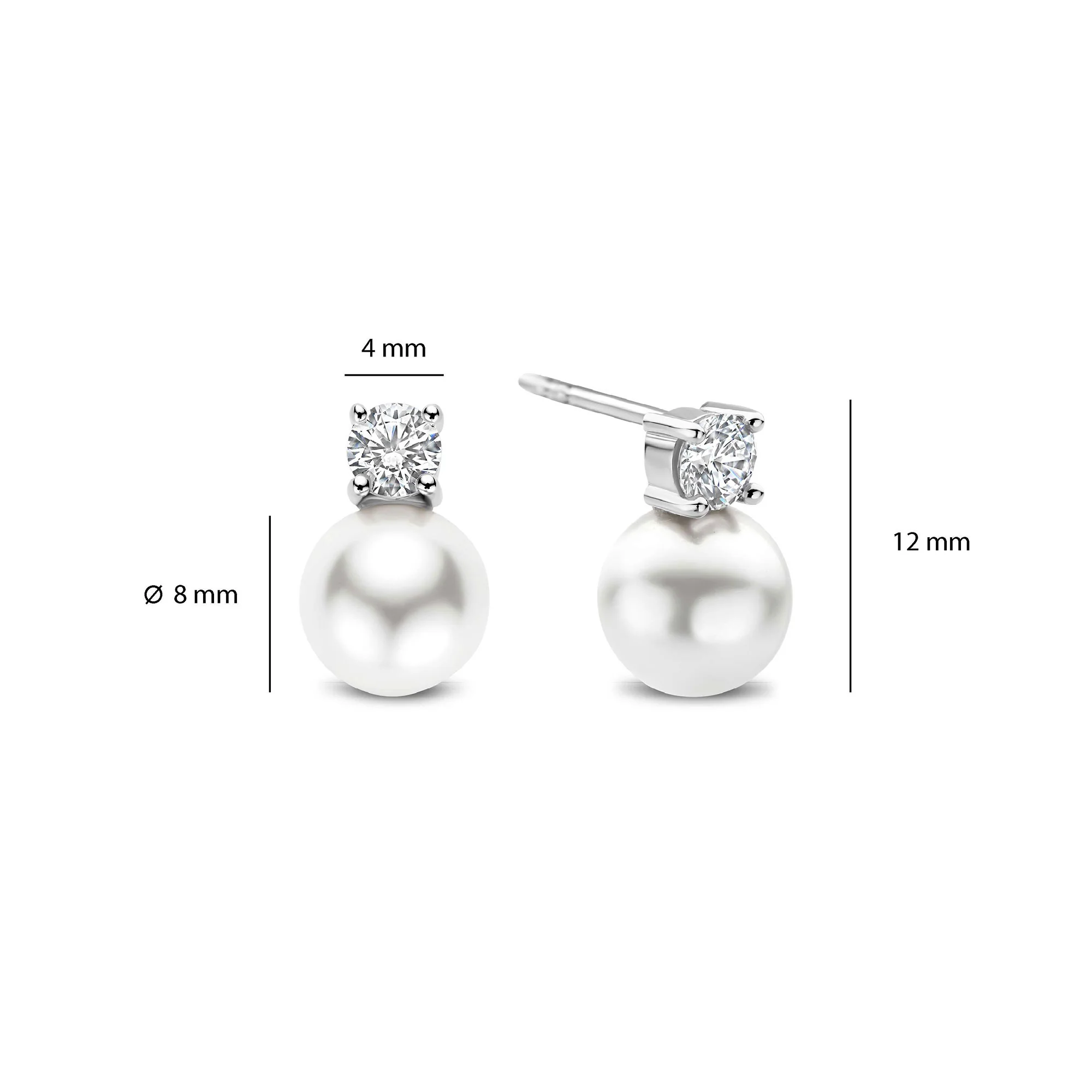 Ti Sento Synthetic Pearl and Cubic Zirconia Stud Earrings 78060PW - Image 3
