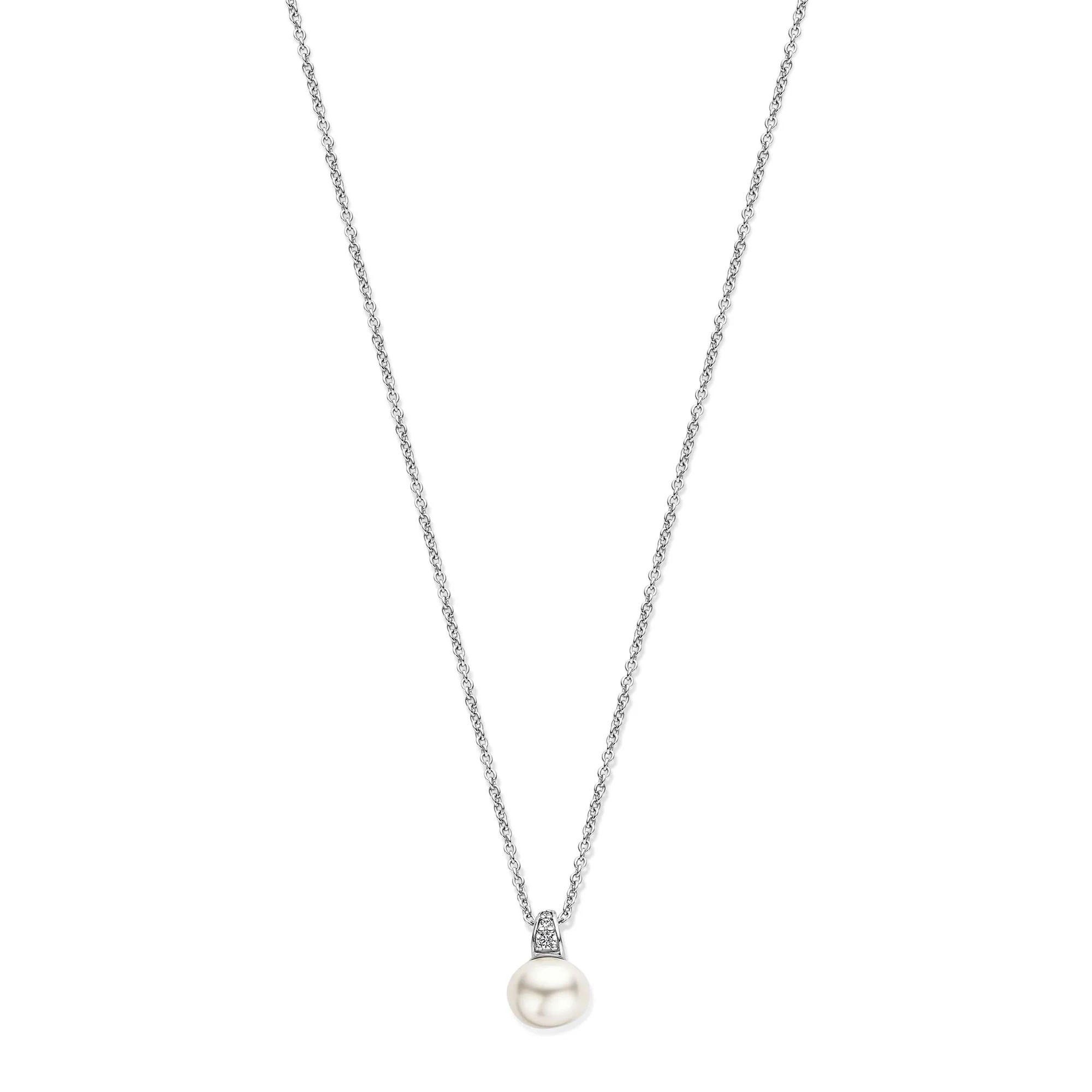 Ti Sento Synthetic Pearl Cubic Zirconia Drop Necklace 34038PW - Image 3