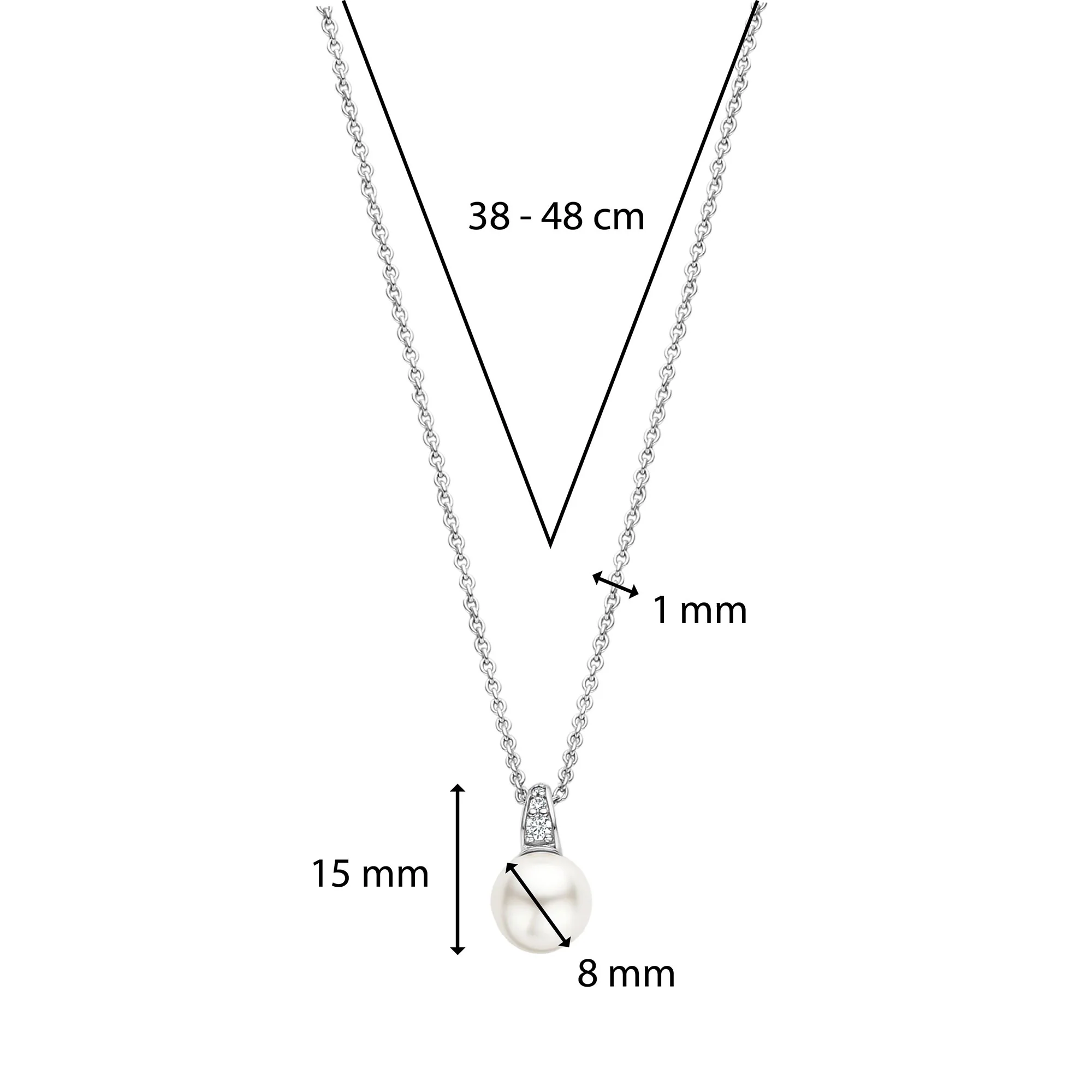 Ti Sento Synthetic Pearl Cubic Zirconia Drop Necklace 34038PW - Image 4