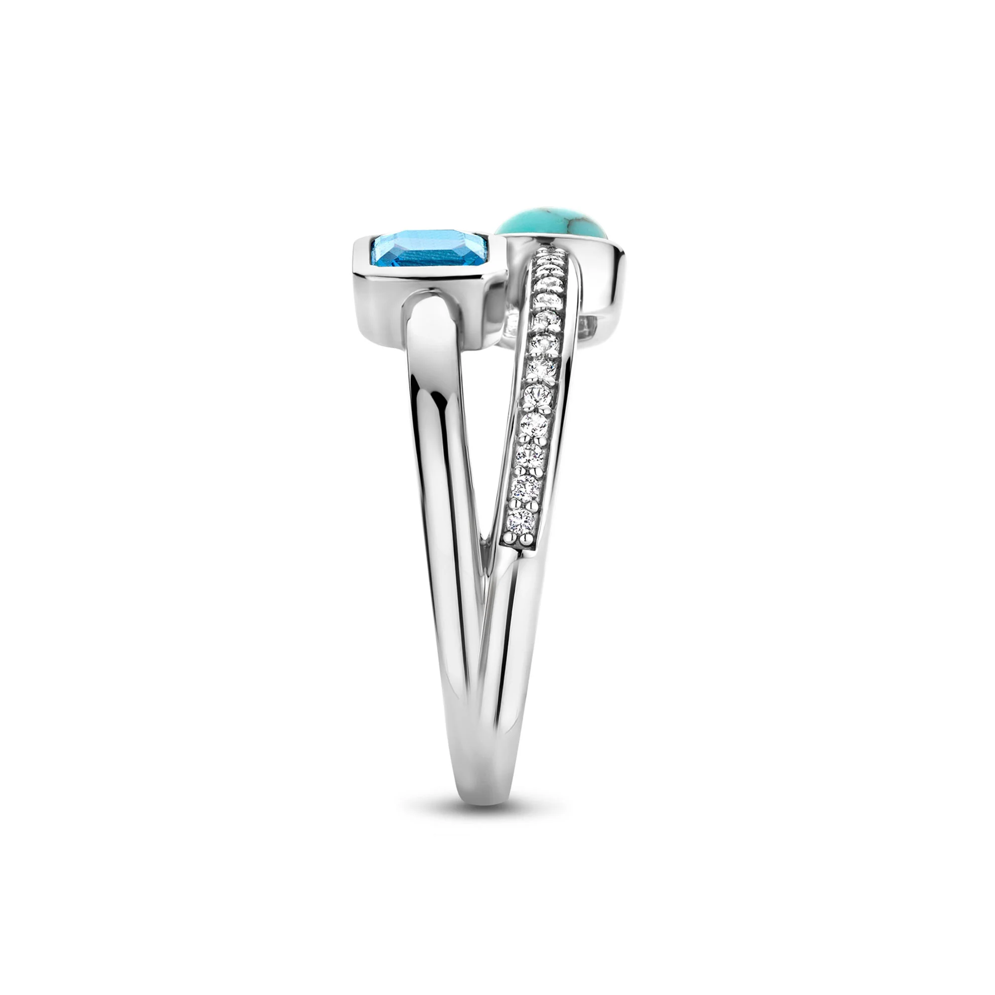 Ti Sento Turquoise Blue Cubic Zirconia Double Ring - Image 2