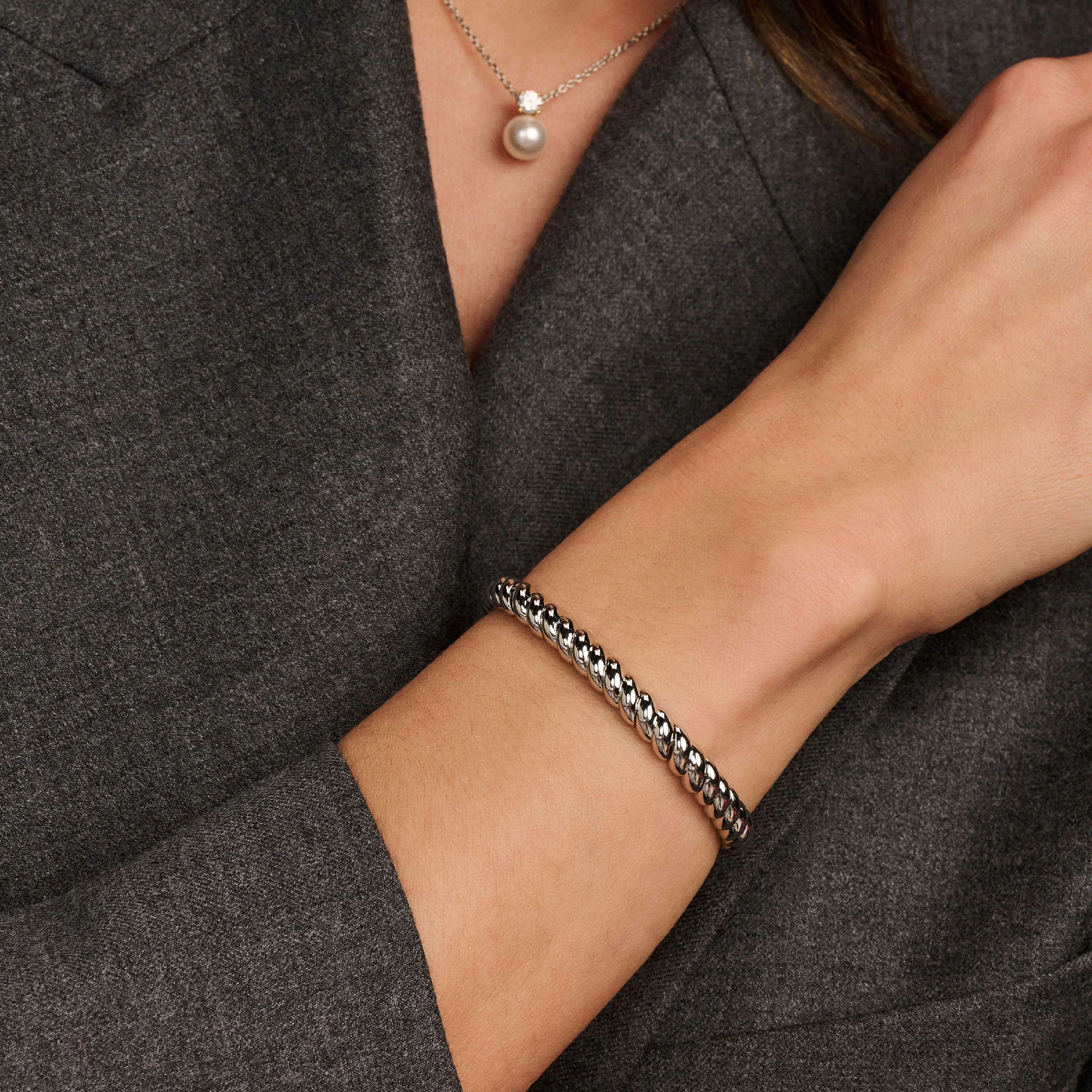 Ti Sento Vintage Ribbed Bangle 23095SI - Image 5