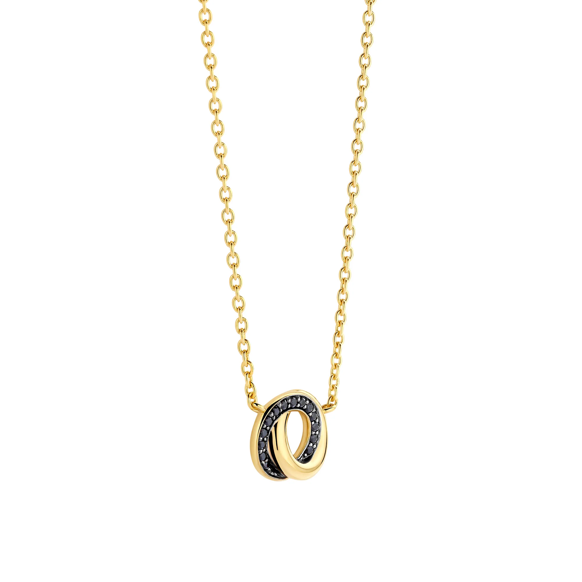 Ti Sento Yellow Gold Plated Black Cubic Zirconia Entwined Circle Necklace 3915BY - Image 2