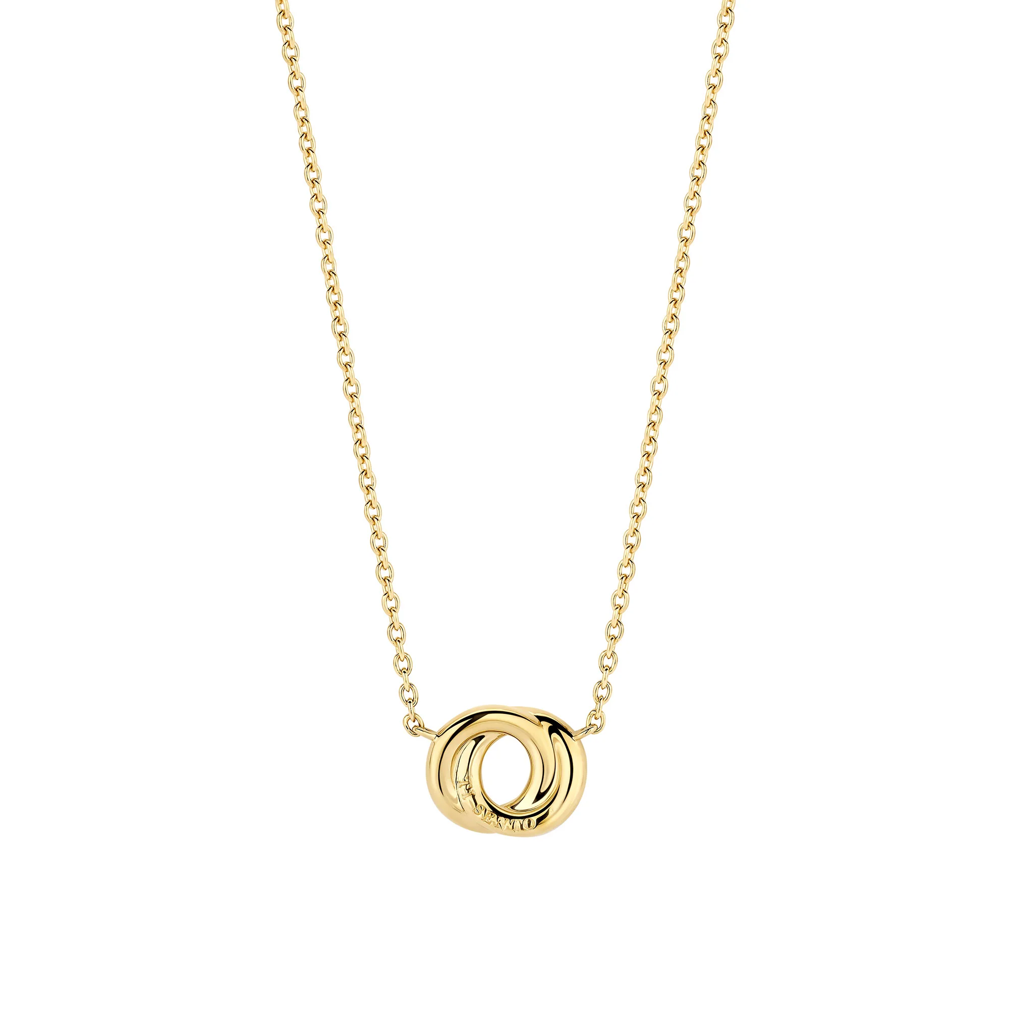 Ti Sento Yellow Gold Plated Black Cubic Zirconia Entwined Circle Necklace 3915BY - Image 3