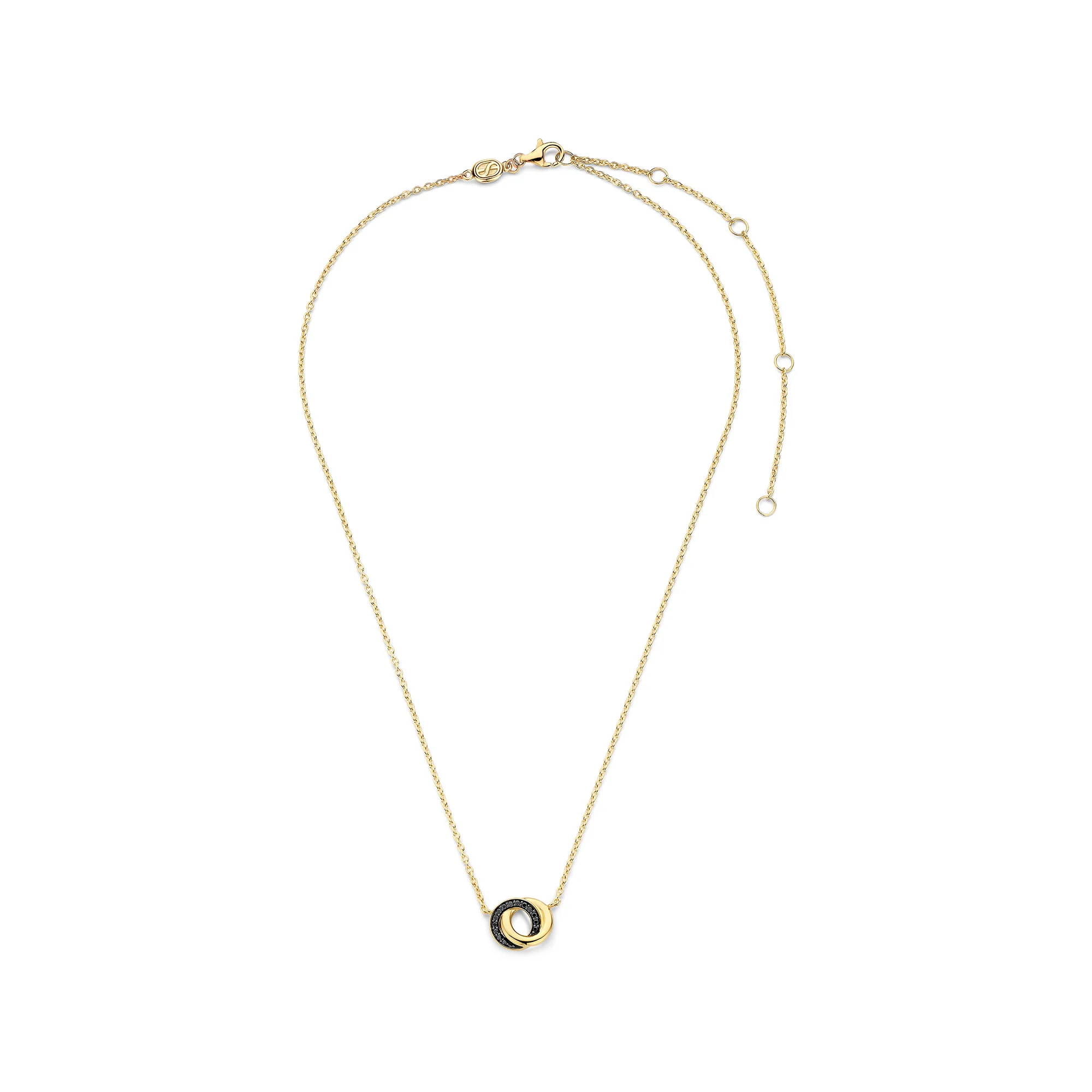 Ti Sento Yellow Gold Plated Black Cubic Zirconia Entwined Circle Necklace 3915BY - Image 4