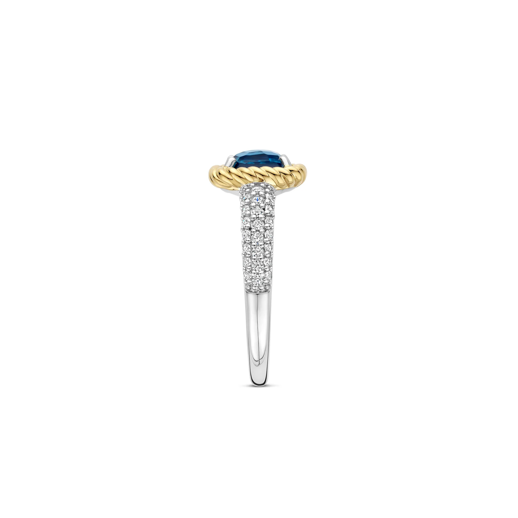 Ti Sento Yellow Gold Plated Dark Blue Crystal and Cubic Zirconia Ring 12399DB (54) - Image 2