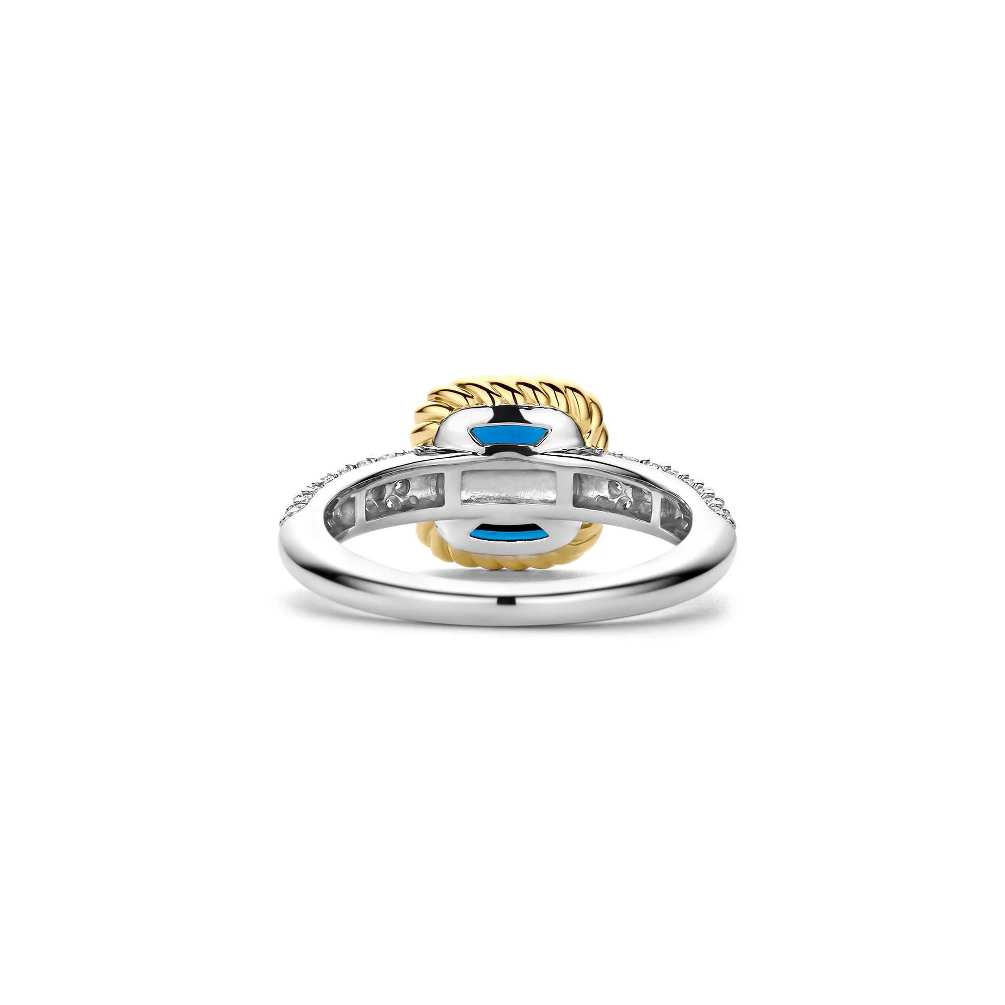 Ti Sento Yellow Gold Plated Dark Blue Crystal and Cubic Zirconia Ring 12399DB (54) - Image 4