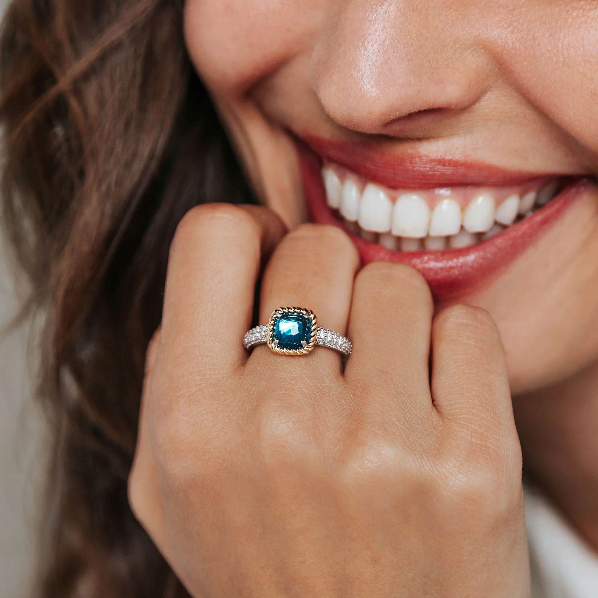 Ti Sento Yellow Gold Plated Dark Blue Crystal and Cubic Zirconia Ring 12399DB (54) - Image 5
