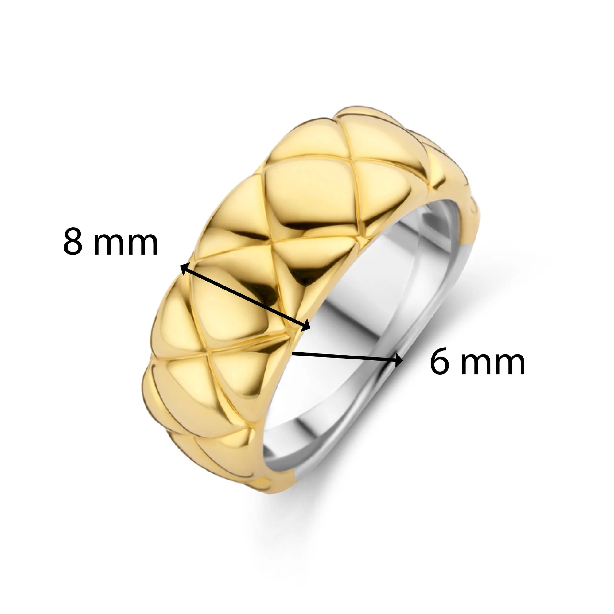 Ti Sento Yellow Gold Plated Clover Patterned Wide Ring 12288SY (56) - Image 4