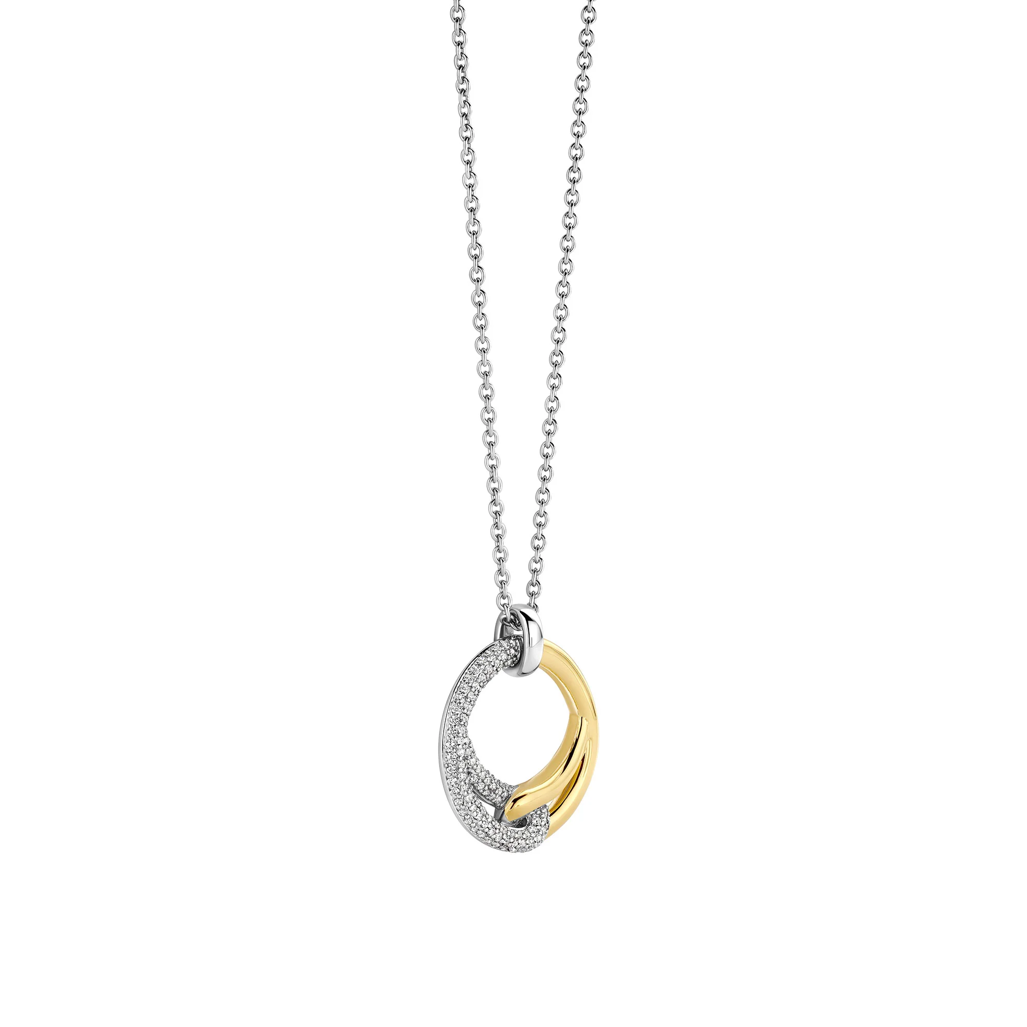 Ti Sento Yellow Gold Plated Cubic Zirconia Entwined Circle Necklace 34107ZY - Image 2