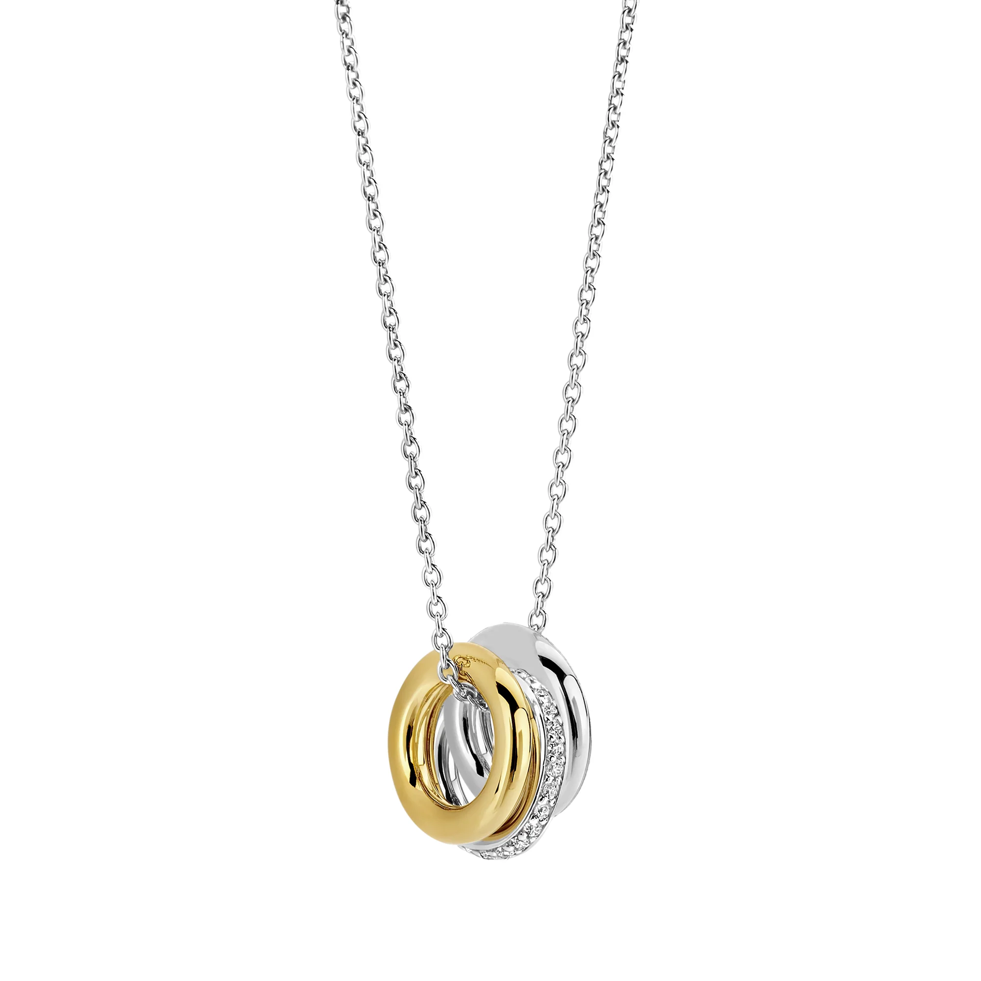 Ti Sento Yellow Gold Plated Cubic Zirconia Triple Ring Necklace 34058ZY - Image 2