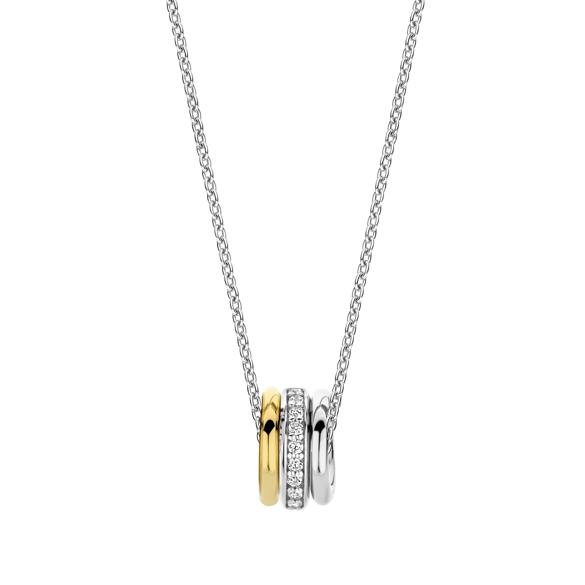 Ti Sento Yellow Gold Plated Cubic Zirconia Triple Ring Necklace 34058ZY - Image 3