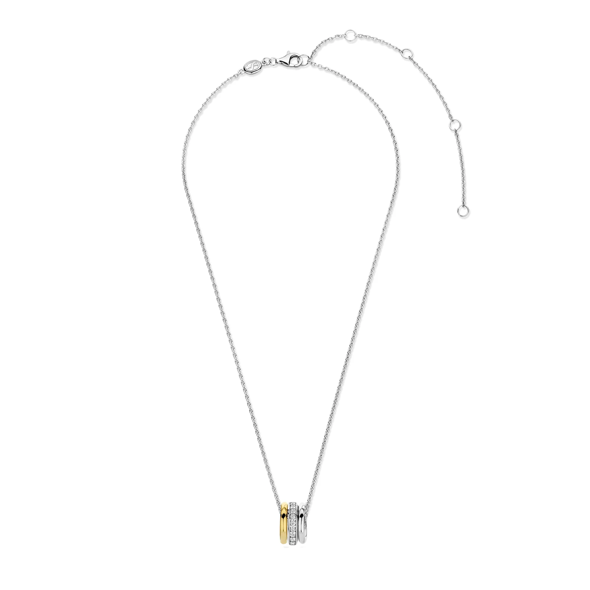 Ti Sento Yellow Gold Plated Cubic Zirconia Triple Ring Necklace 34058ZY - Image 4