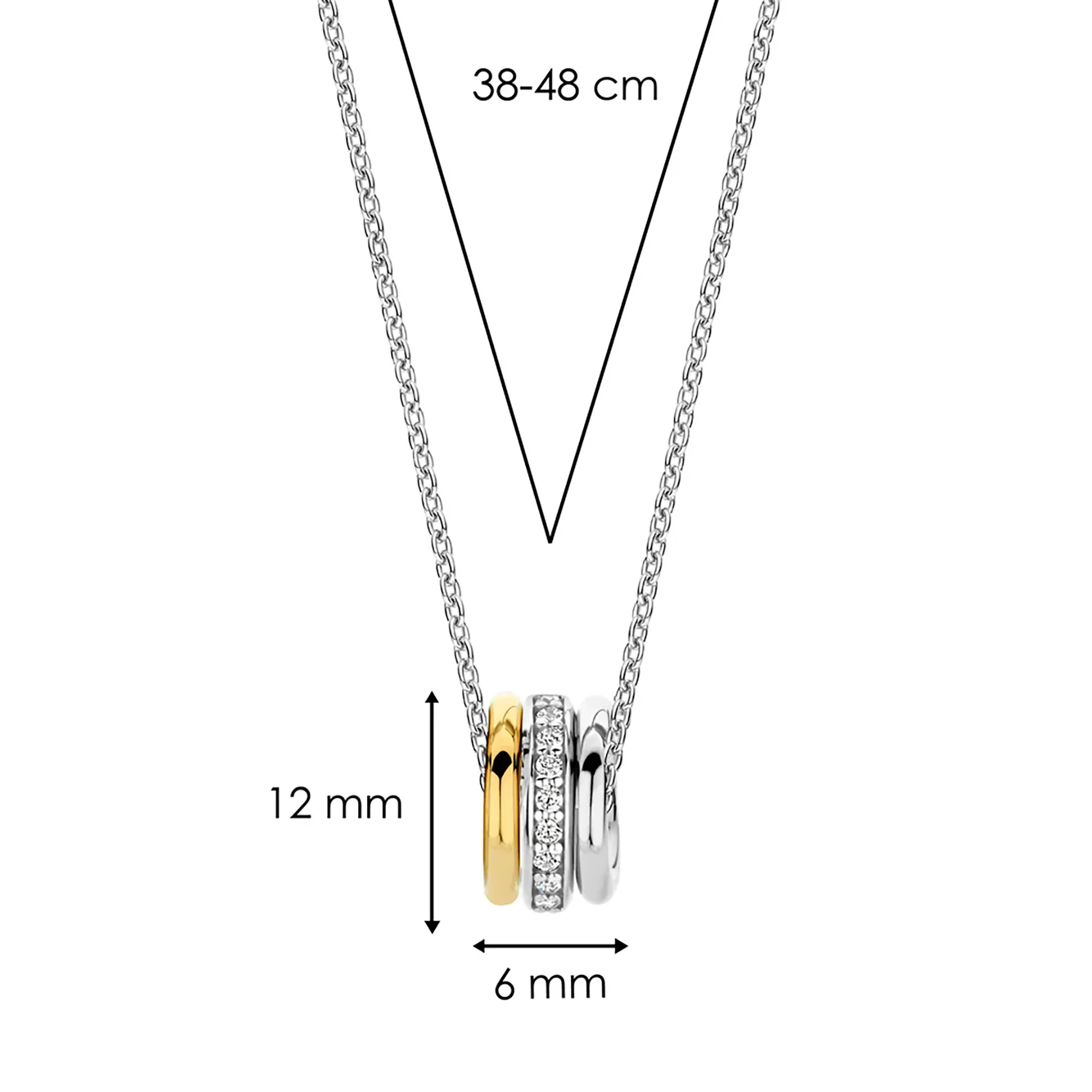 Ti Sento Yellow Gold Plated Cubic Zirconia Triple Ring Necklace 34058ZY - Image 5