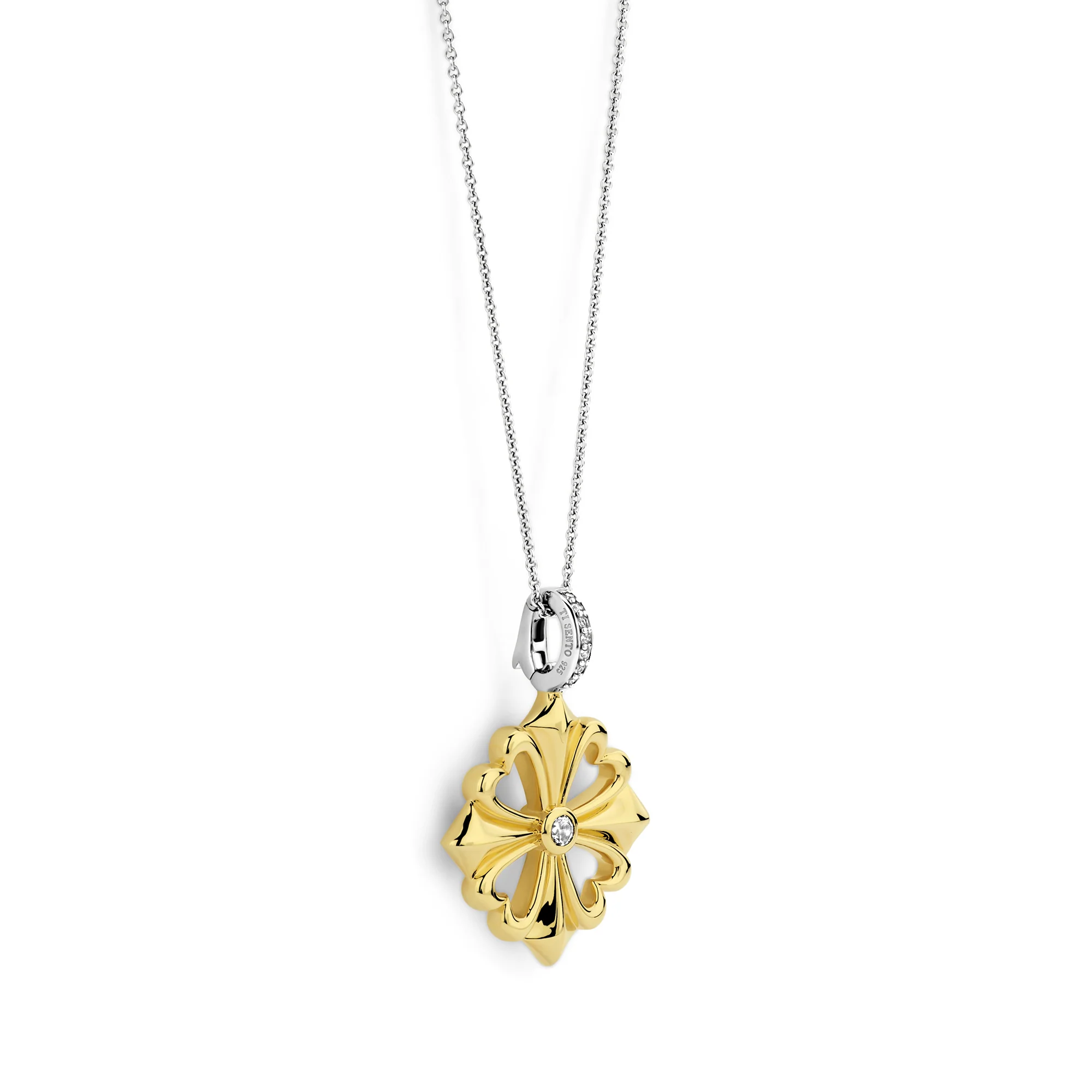 Ti Sento Yellow Gold Plated Cubic Zirconia Clover Pendant 6839ZY - Image 2
