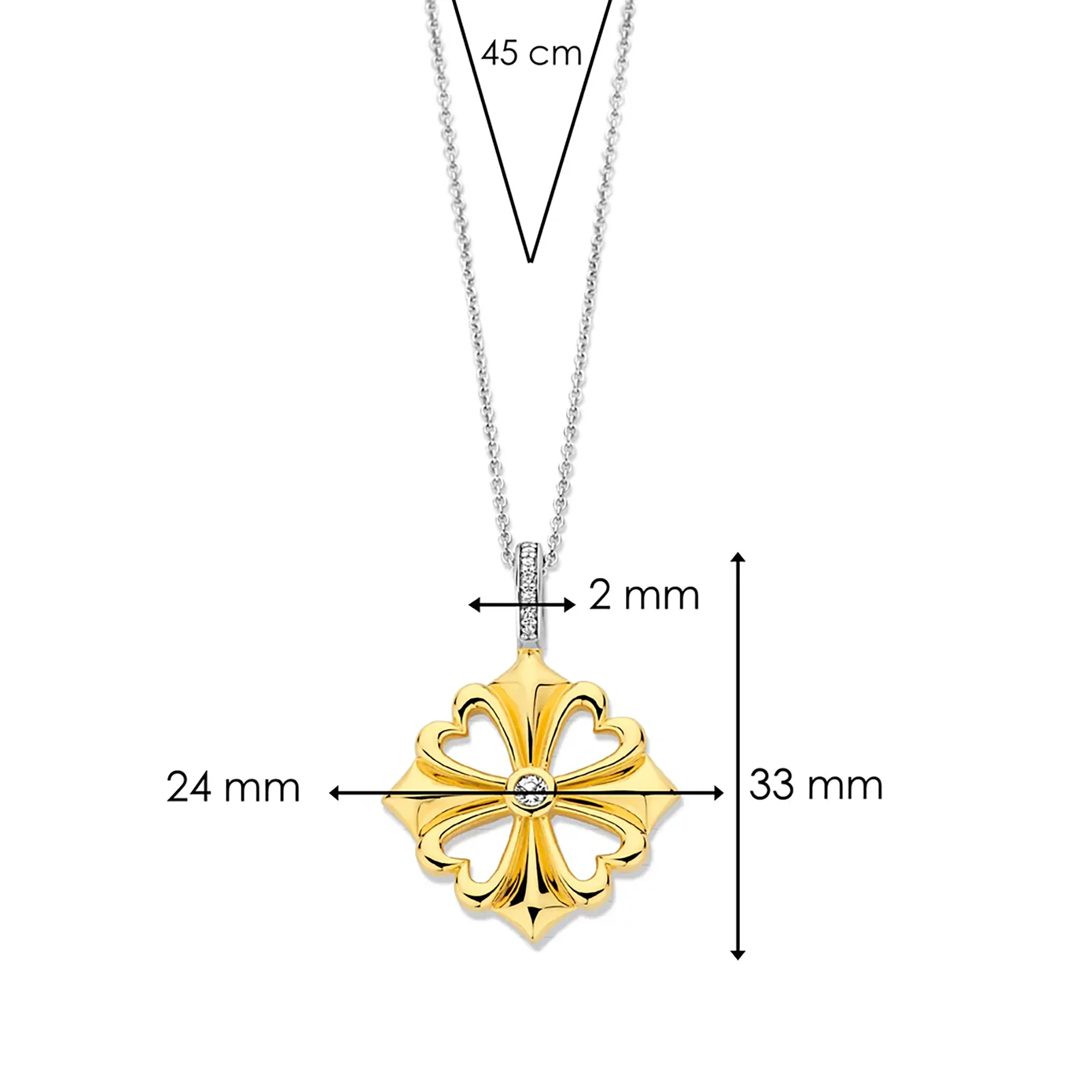 Ti Sento Yellow Gold Plated Cubic Zirconia Clover Pendant 6839ZY - Image 4