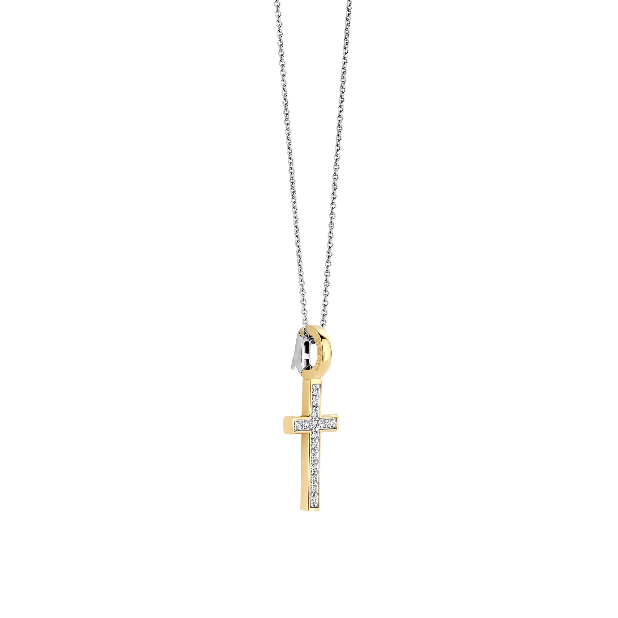 Ti Sento Yellow Gold Plated Cubic Zirconia Cross Pendant 6857ZY - Image 2