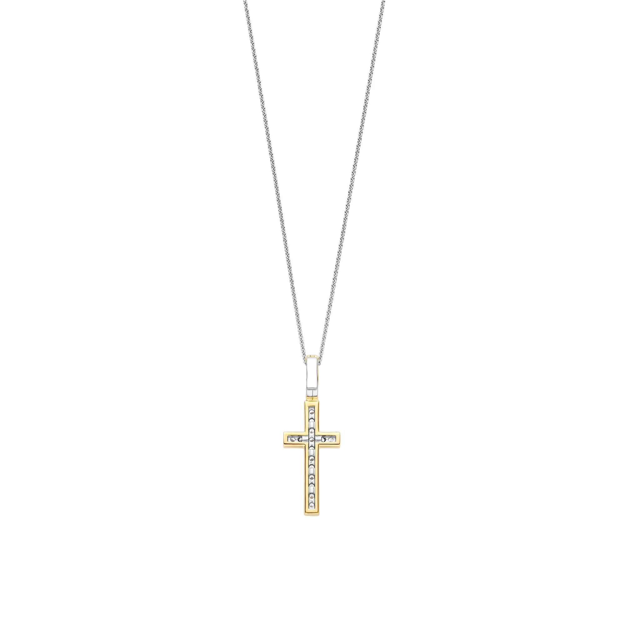 Ti Sento Yellow Gold Plated Cubic Zirconia Cross Pendant 6857ZY - Image 3