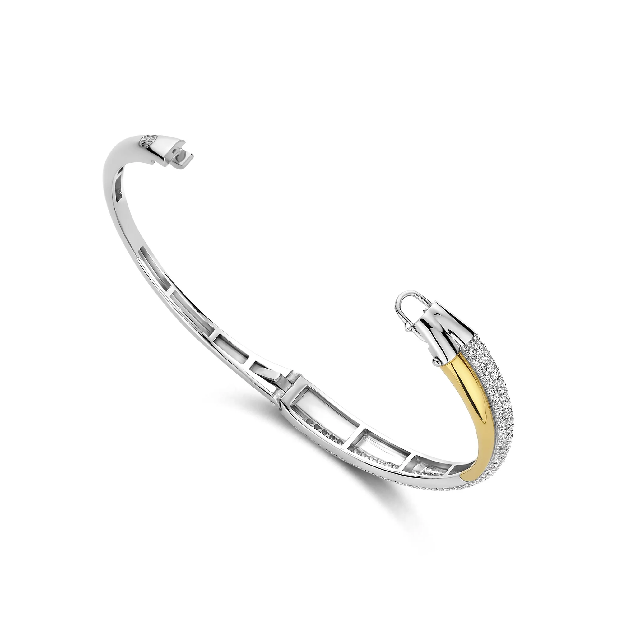 Ti Sento Yellow Gold Plated Cubic Zirconia Crossover Bangle 23071ZY - Image 3