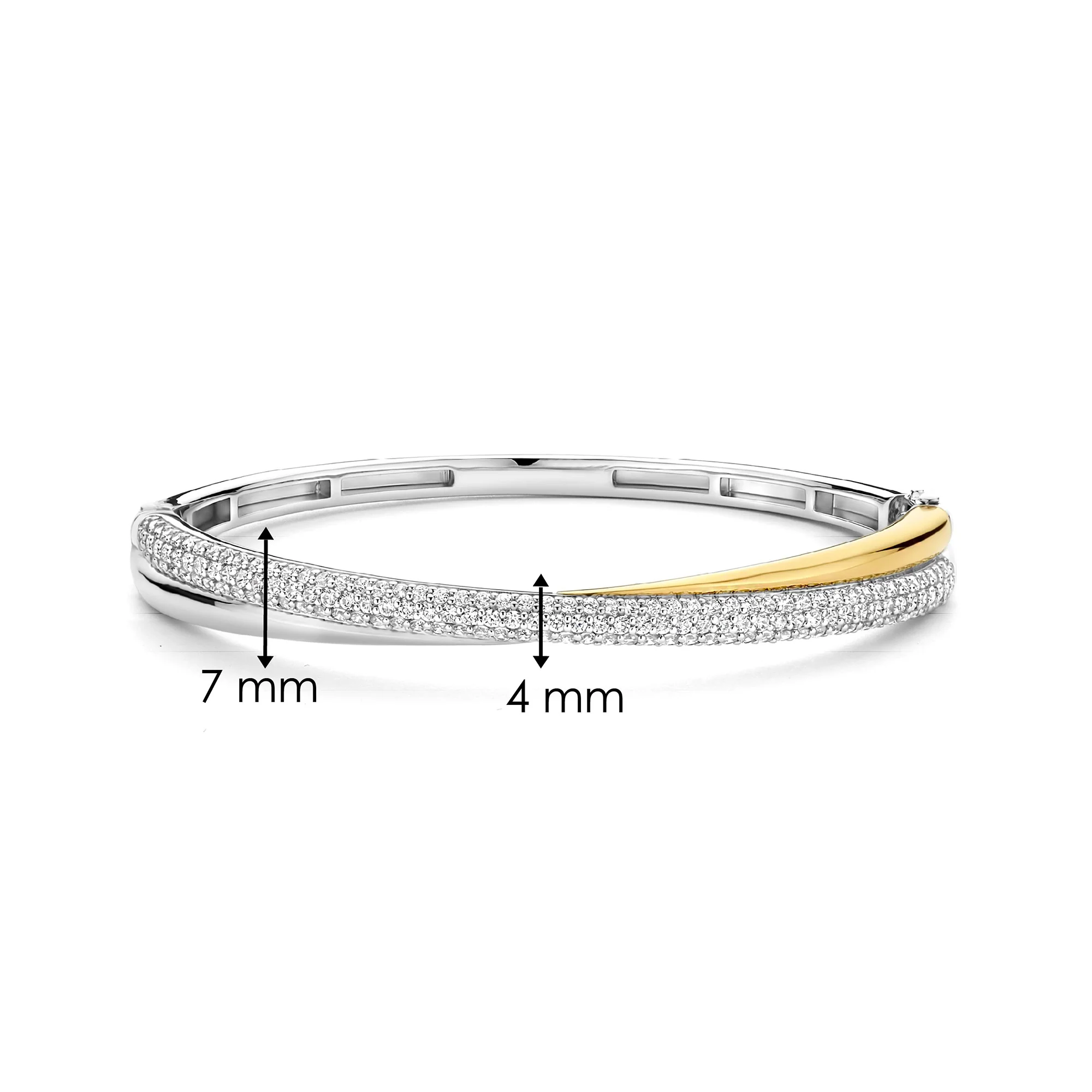 Ti Sento Yellow Gold Plated Cubic Zirconia Crossover Bangle 23071ZY - Image 4