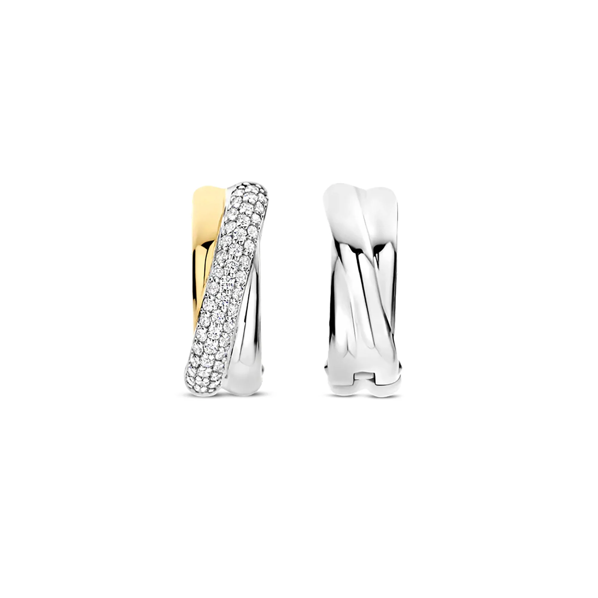 Ti Sento Yellow Gold Plated Cubic Zirconia Crossover Hoop Earrings 78012ZY - Image 3