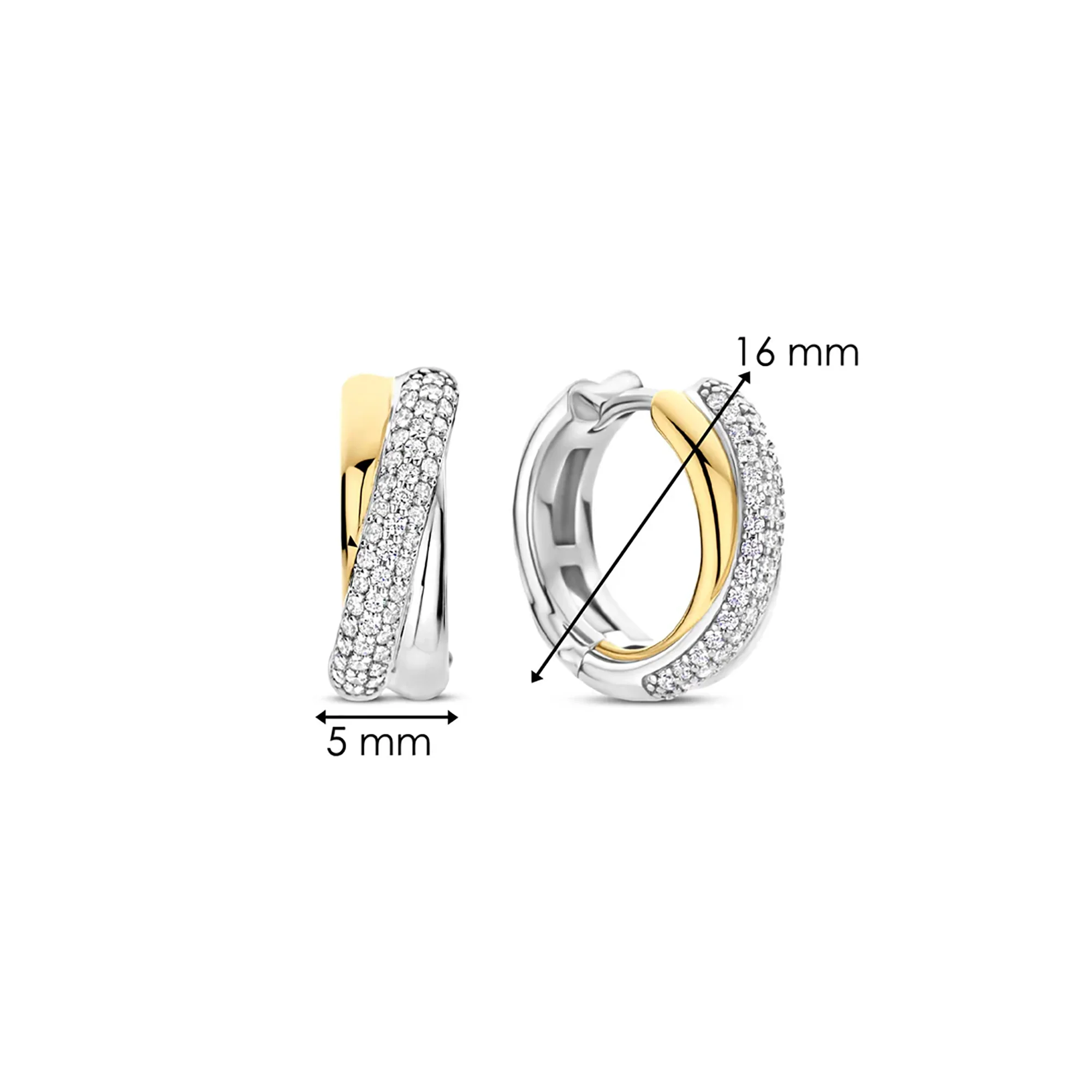 Ti Sento Yellow Gold Plated Cubic Zirconia Crossover Hoop Earrings 78012ZY - Image 5